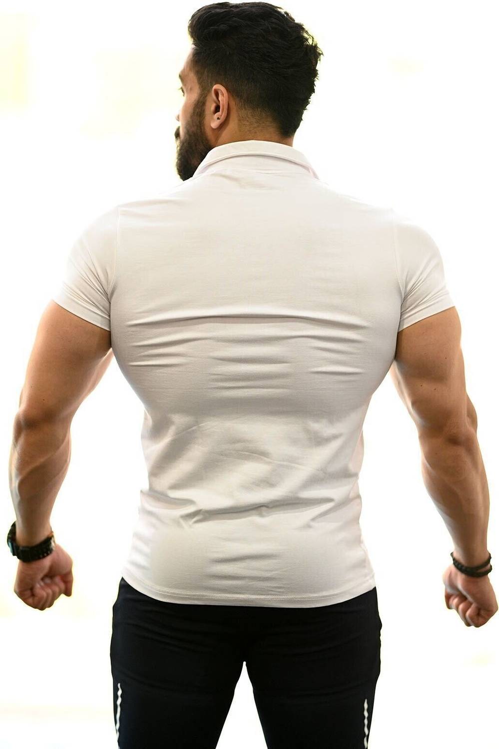 FuaarK Solid Men Polo Neck White T-Shirt - Image 2