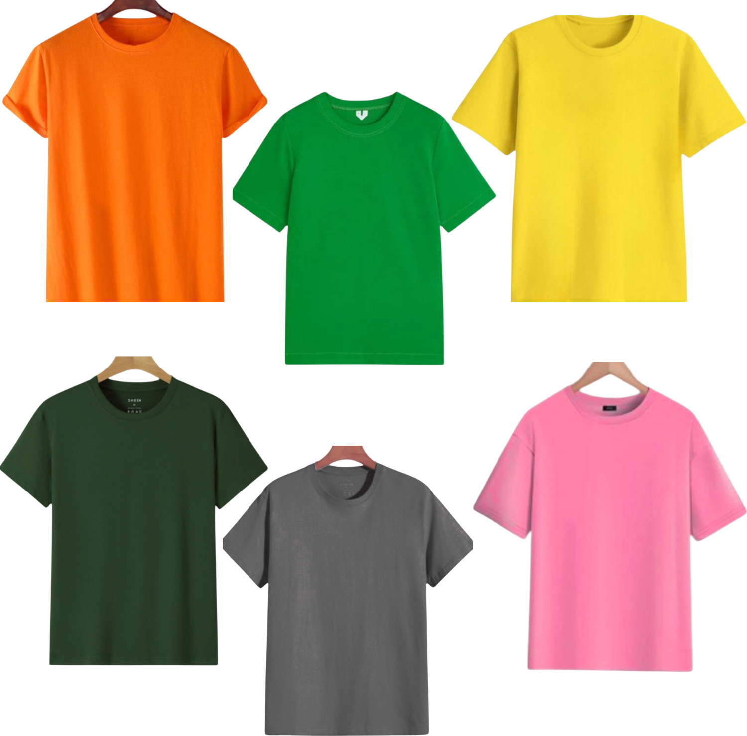 Image of TTFE Solid Men Round Neck Orange, Light Green, Yellow, Green, Silver, Pink T-Shirt