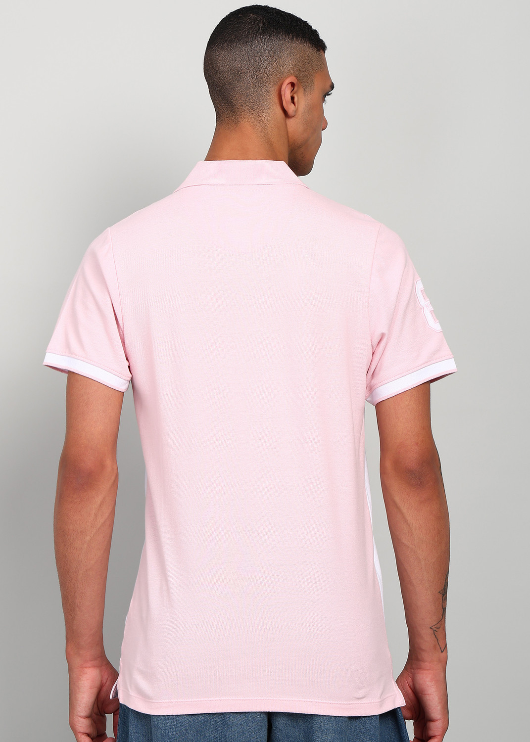 Image of KILLER Colorblock Men Polo Neck Pink T-Shirt