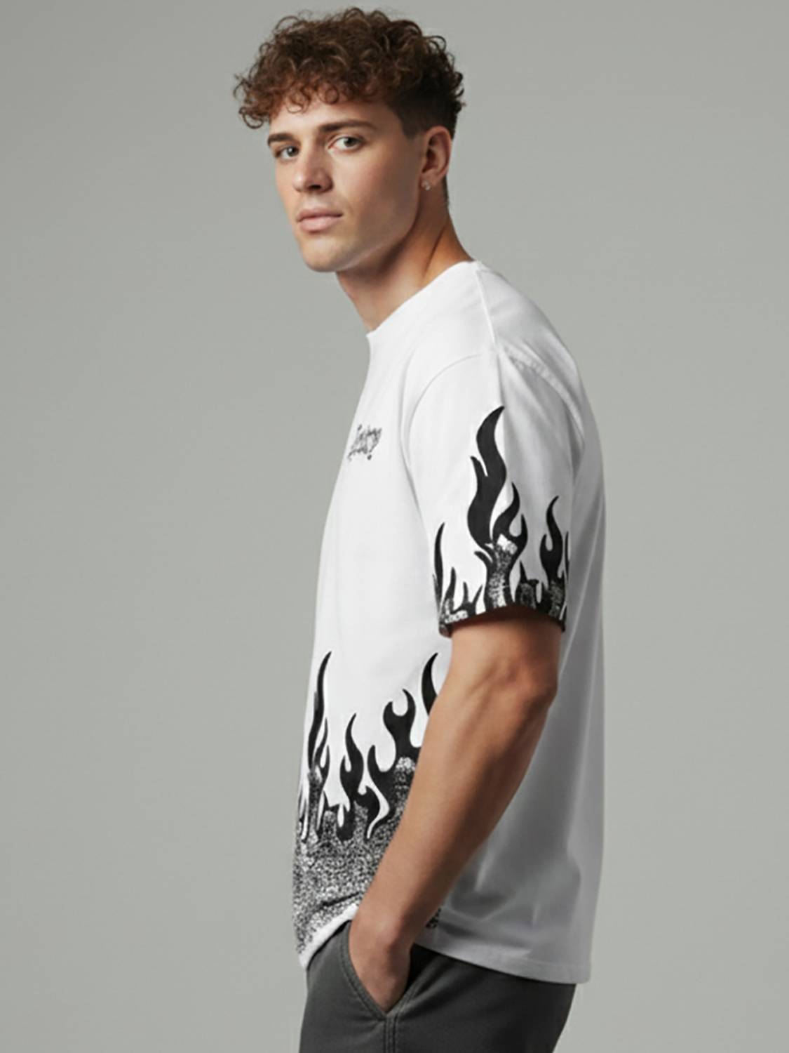 Youthfashion Men Round Neck White T-Shirt - Image 3