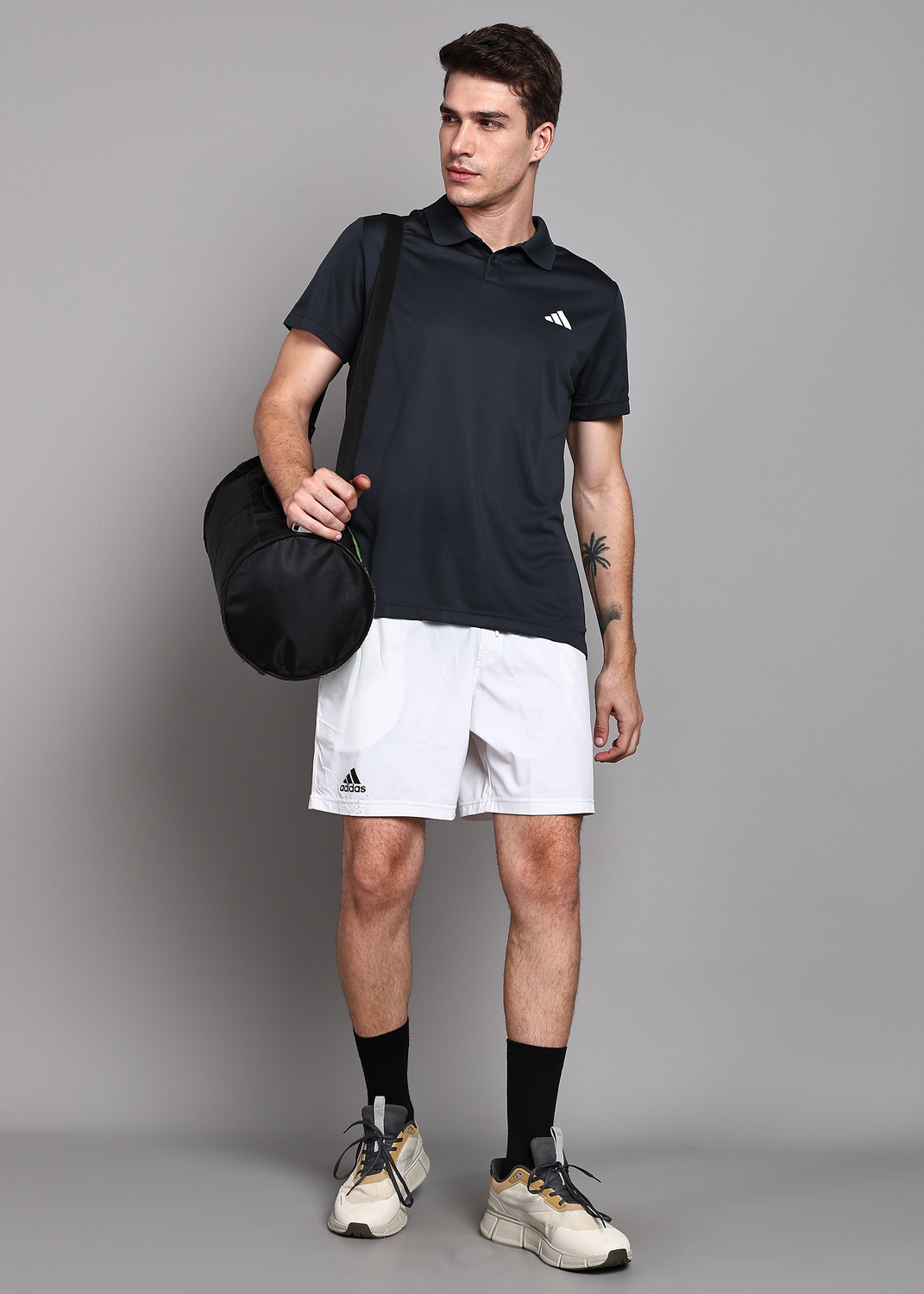 Image of ADIDAS Solid Men Polo Neck Grey T-Shirt