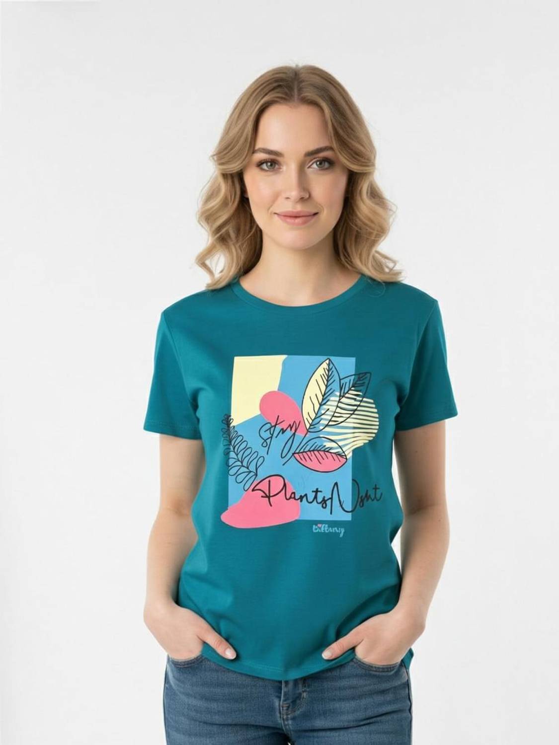 BILBURY Graphic Print Women Round Neck Dark Blue T-Shirt