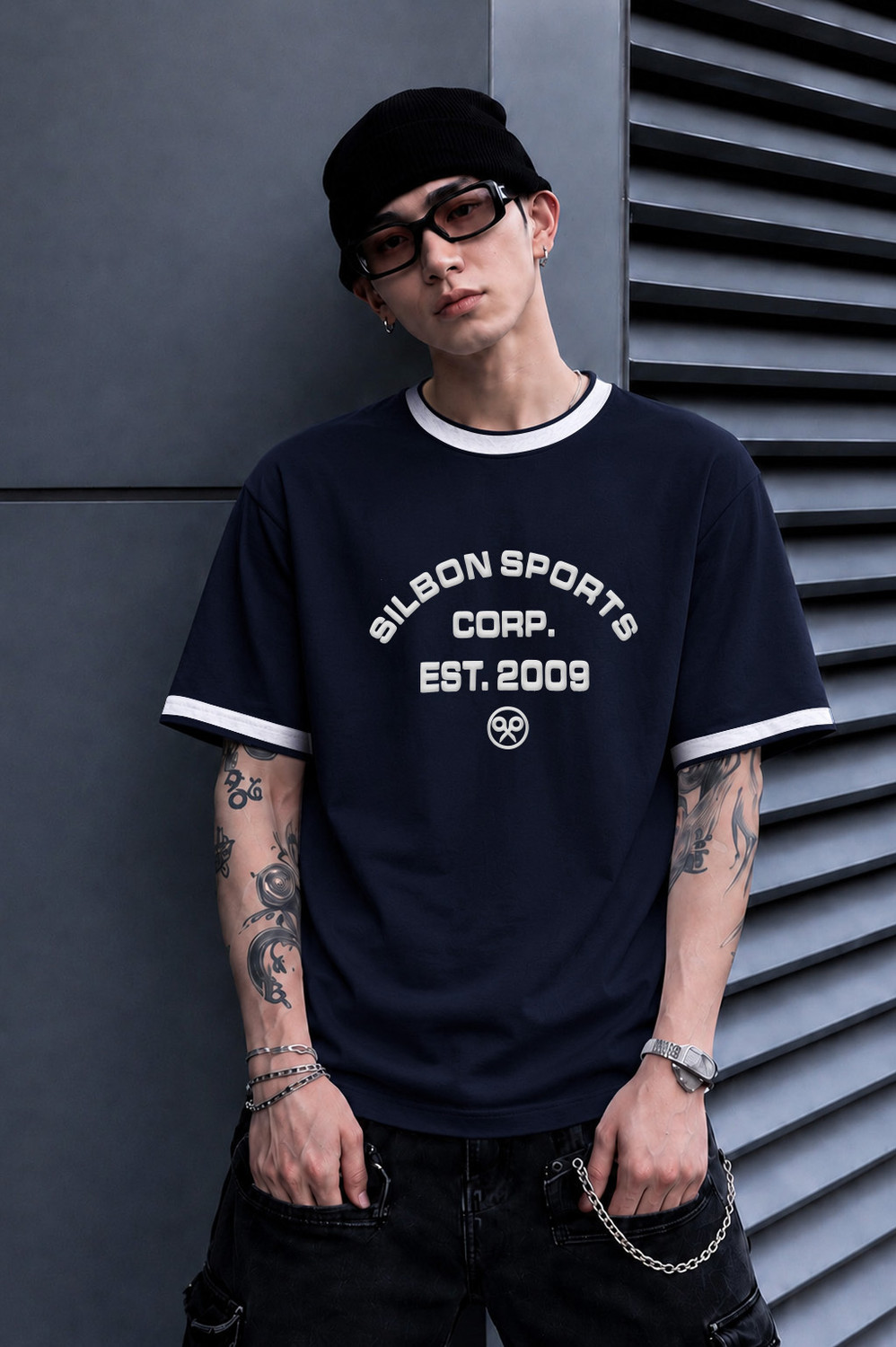 Image of FTX Printed Men Round Neck Navy Blue T-Shirt