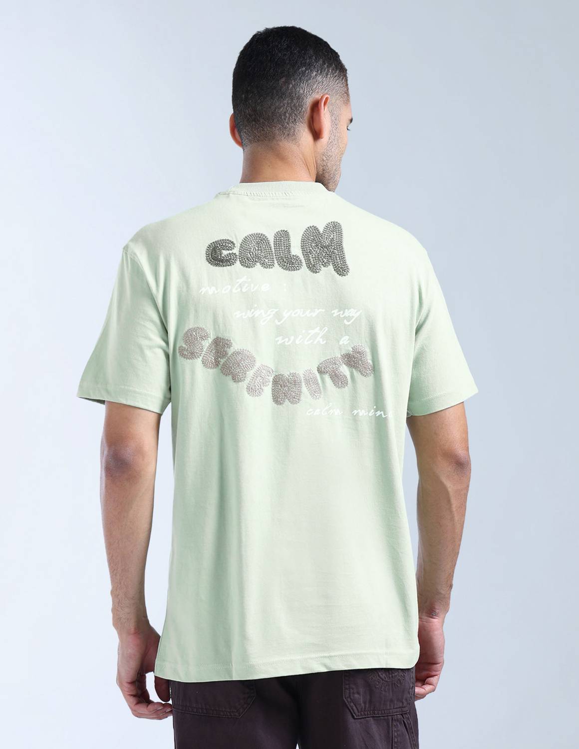 FLYING MACHINE Men Green Embroidered T-Shirt - Image 5