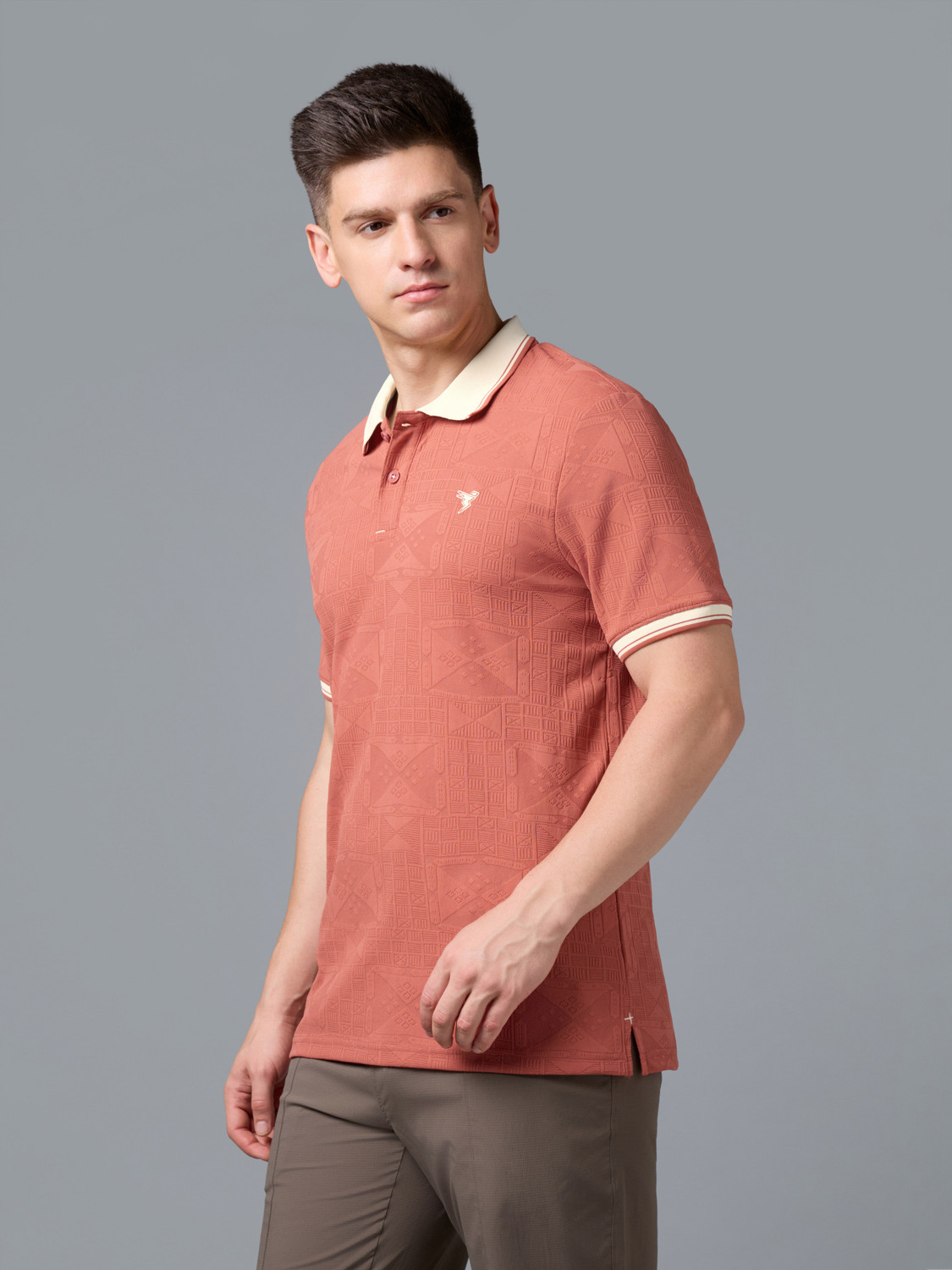 Image of TECHNOSPORT Self Design Men Polo Neck Multicolor T-Shirt