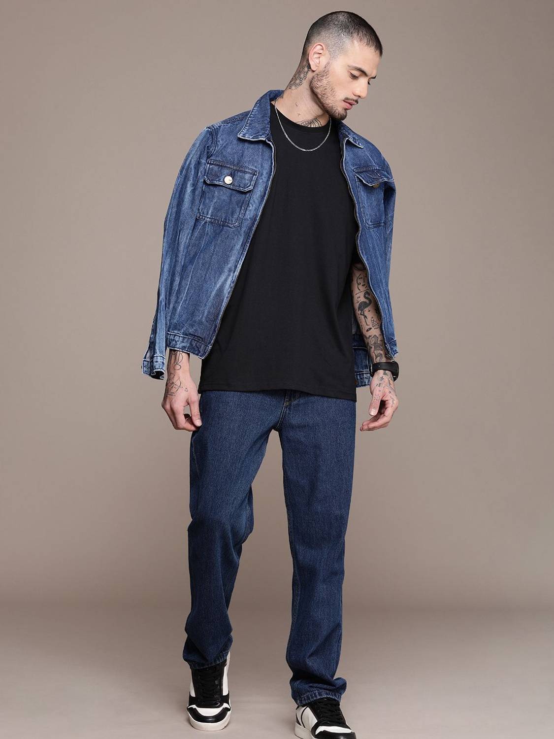 WROGN Men Black Round Neck T-Shirt - Image 4