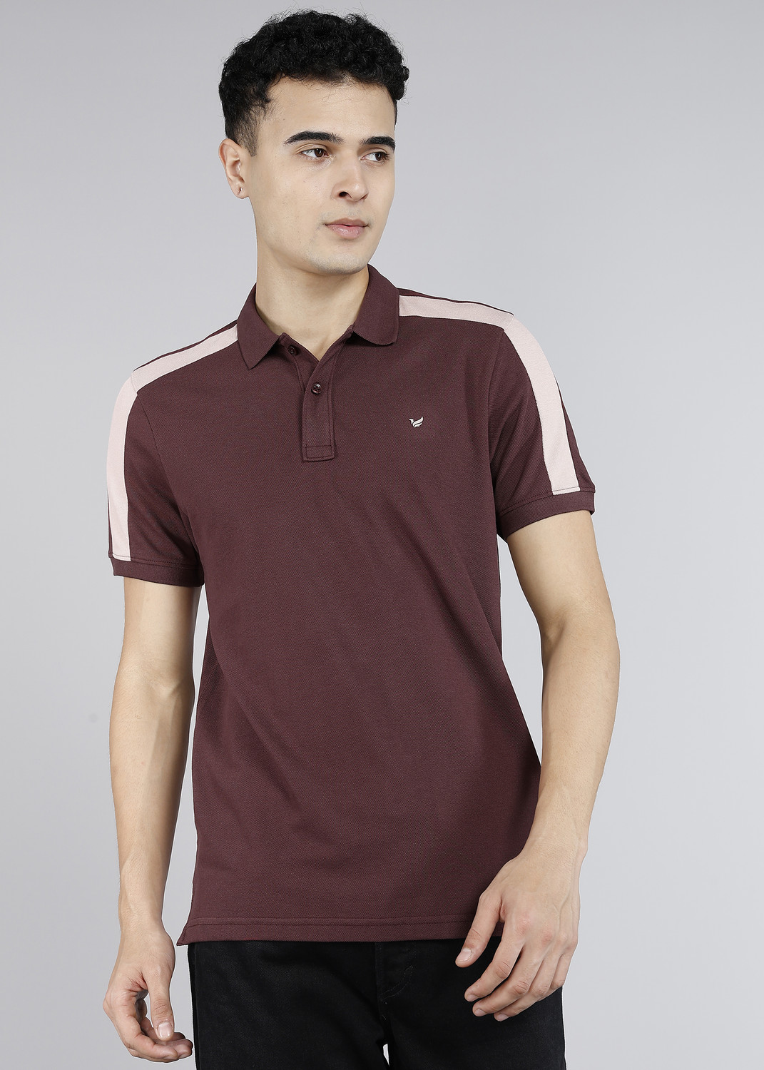 Blackberrys Solid Men Polo Neck Maroon T-Shirt