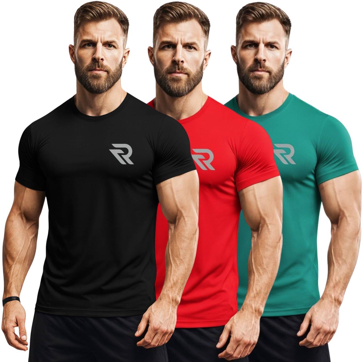 3colors Printed Men Round Neck Black, Blue, Red T-Shirt