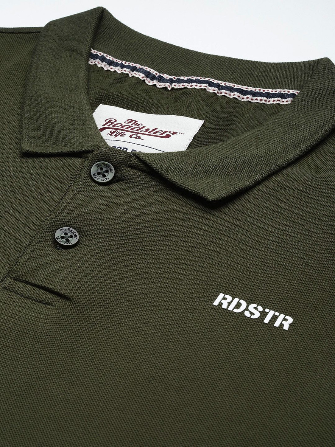 Image of Roadster Solid Men Polo Neck Green T-Shirt