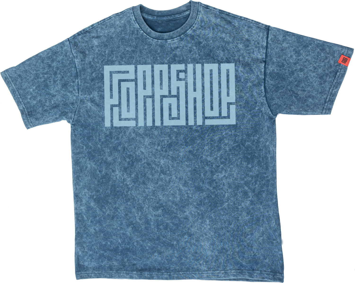 Image of poppshop Printed, Washed Men Round Neck Blue T-Shirt