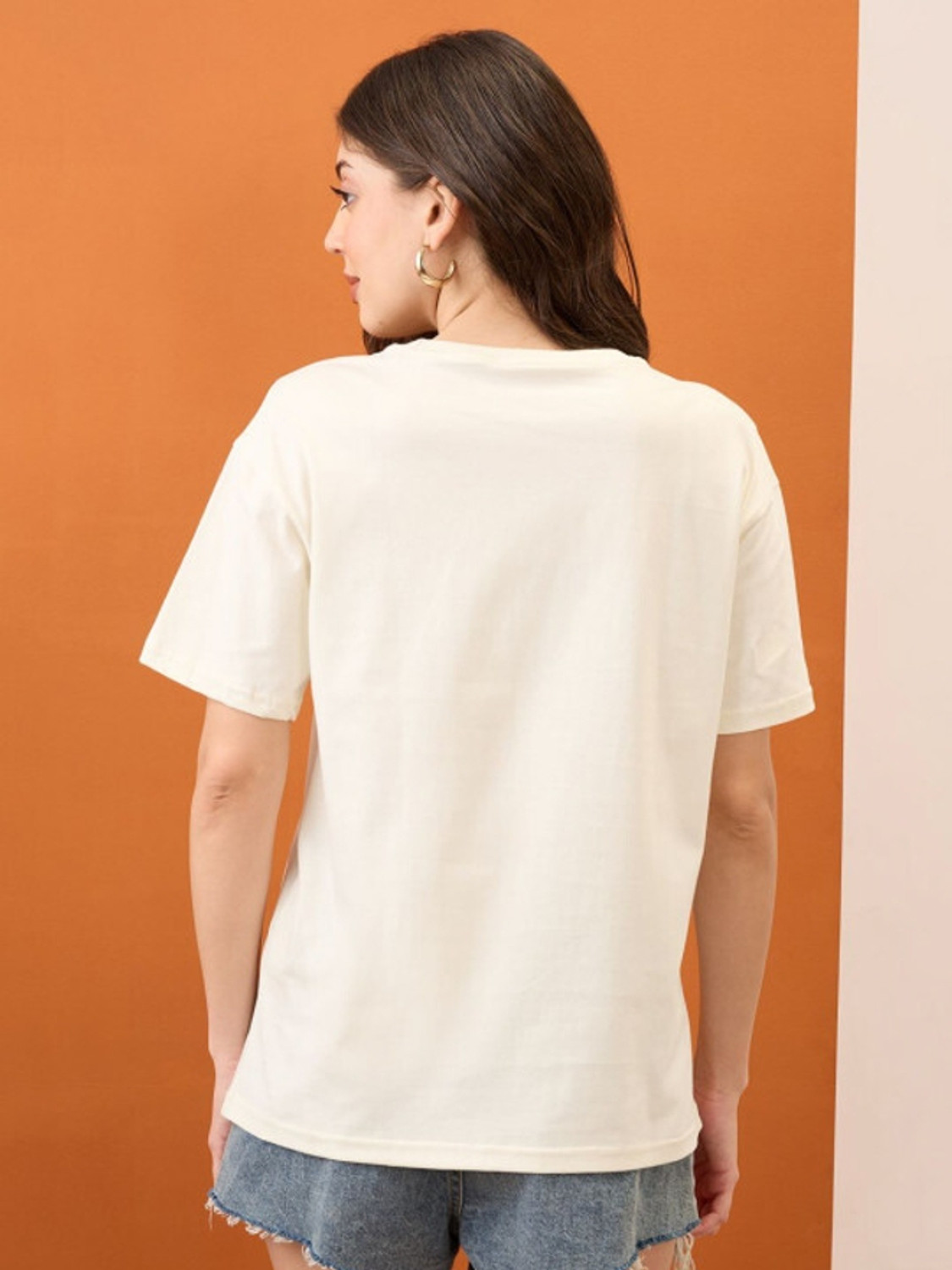 Image of Patche Typography Women Round Neck White T-Shirt