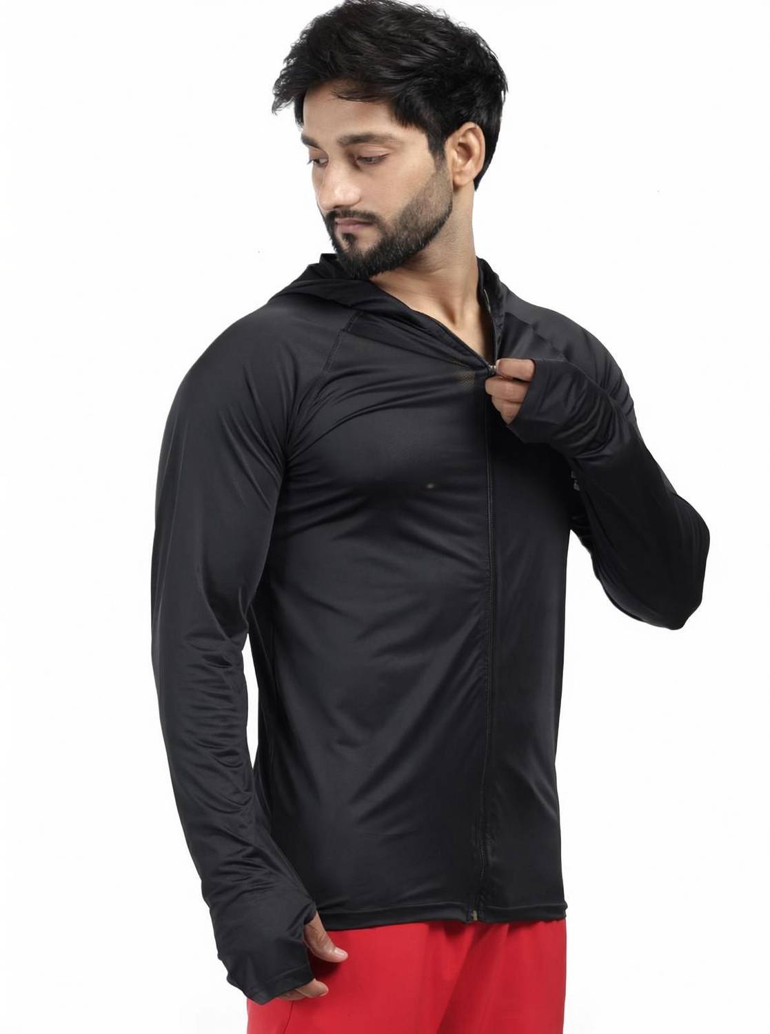 Diamond Fashion Solid Men Hooded Neck Black T-Shirt