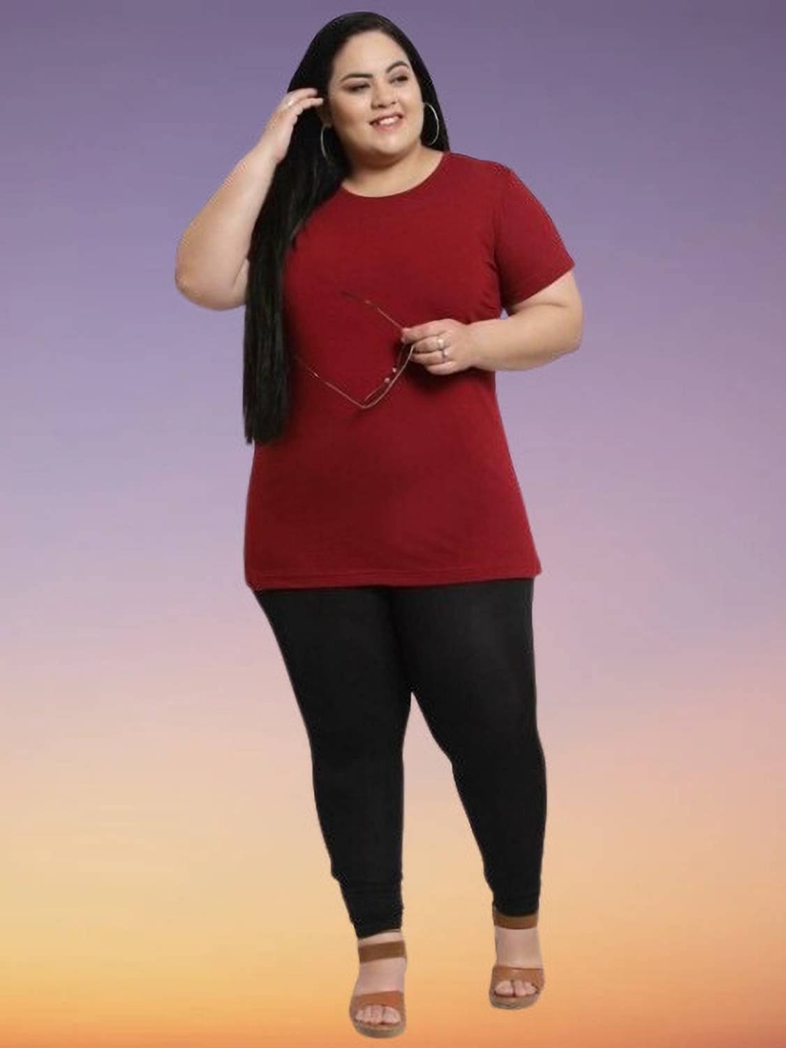 ANUBHAVGARMENT Solid Women Round Neck Maroon T-Shirt