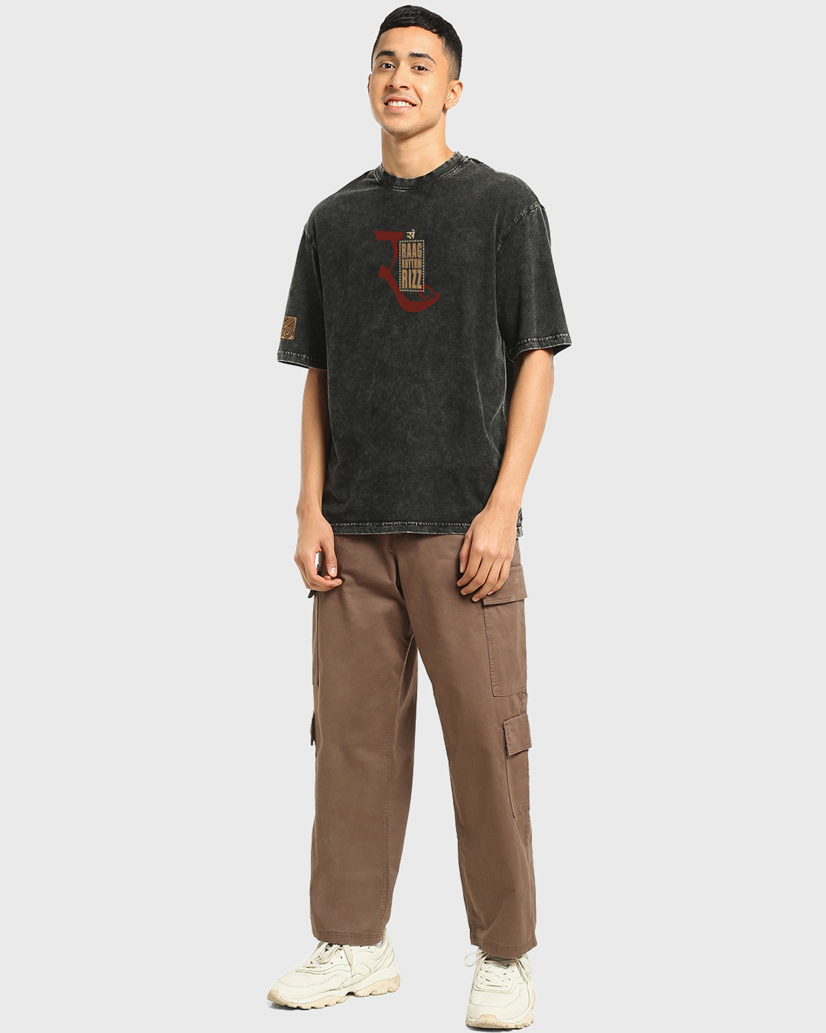 Image of BEWAKOOF Graphic Print Men Round Neck Black T-Shirt