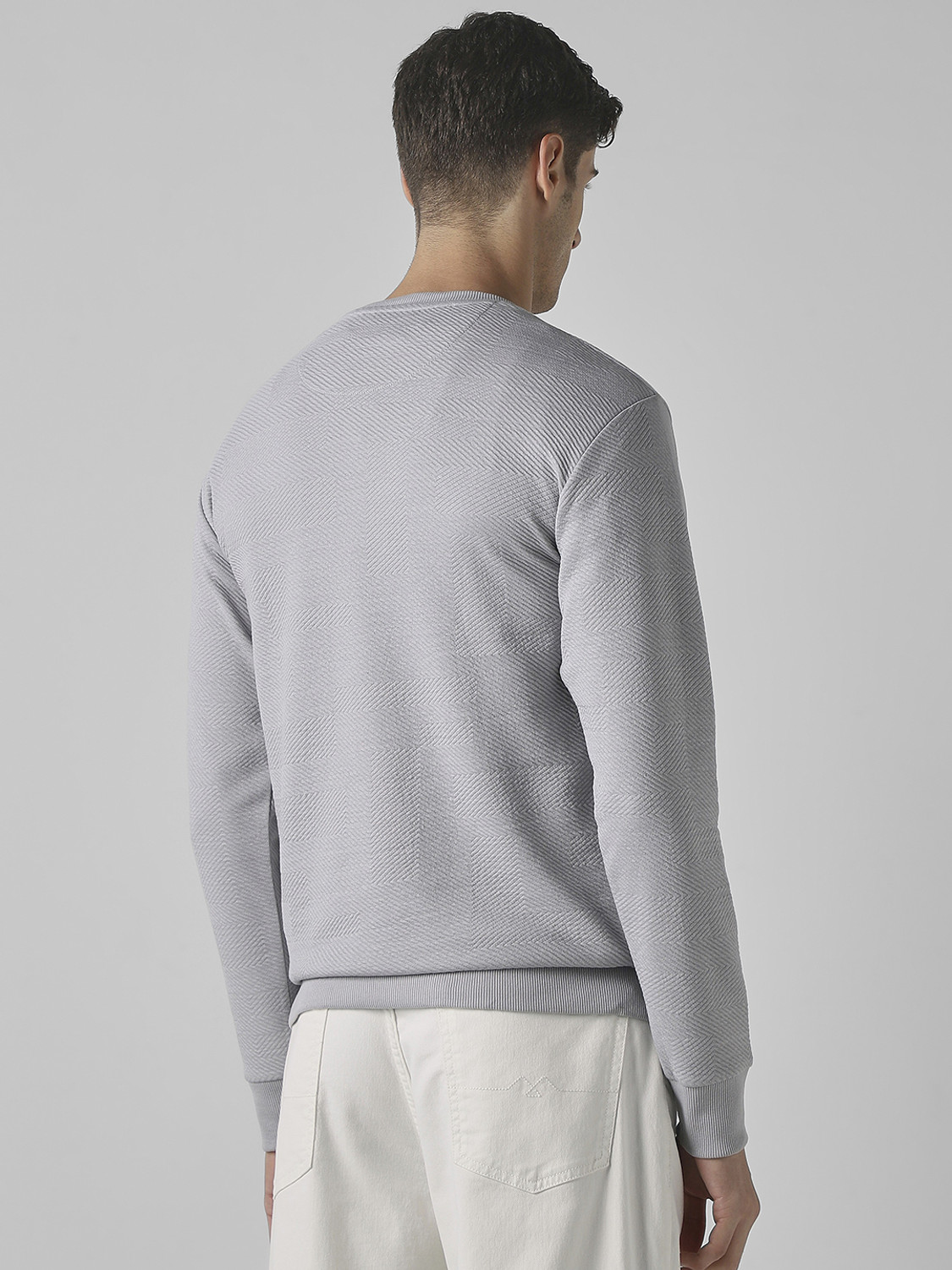 Image of MUFTI Solid Men Crew Neck Grey T-Shirt