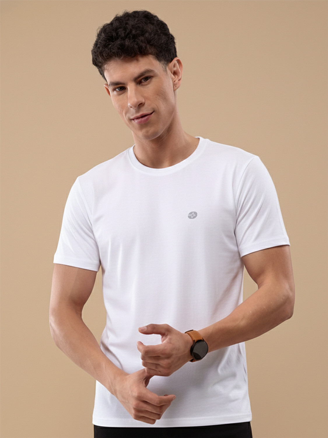 Image of Lux Nitro Men Solid Round Neck Pure Cotton White T-Shirt