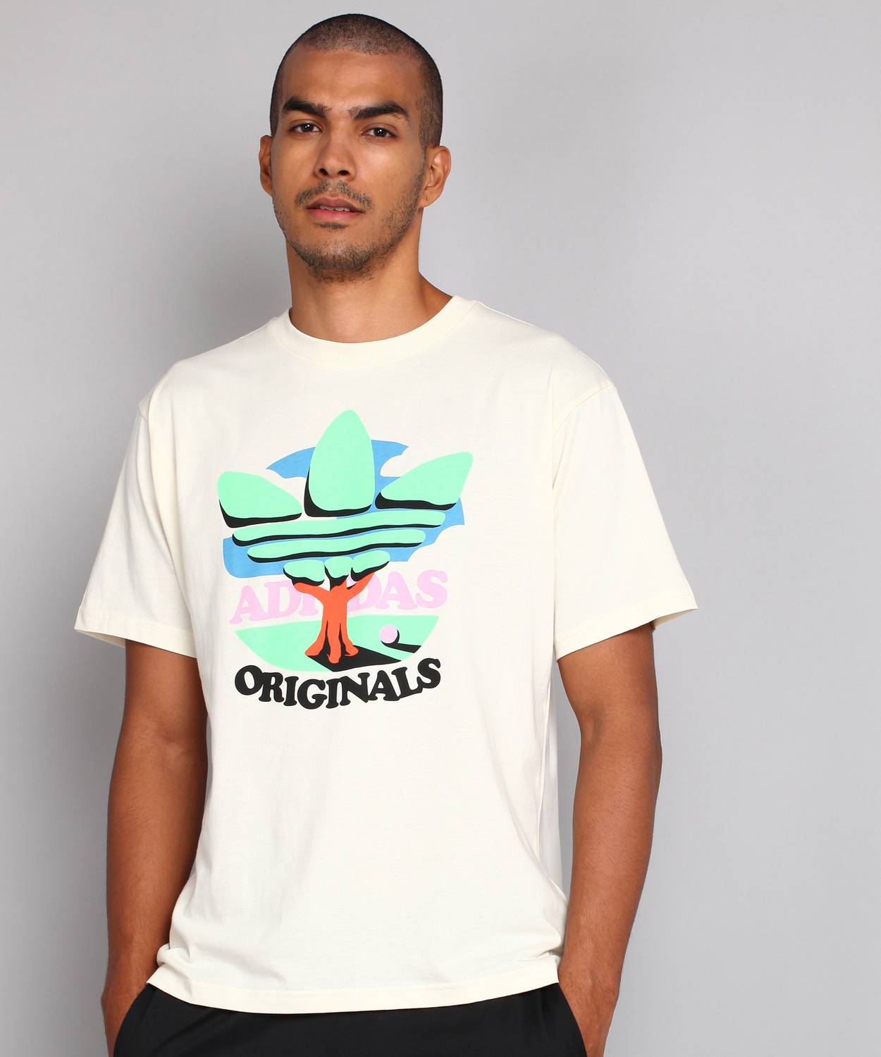 ADIDAS ORIGINALS Graphic Print, Typography Men Round Neck White T-Shirt