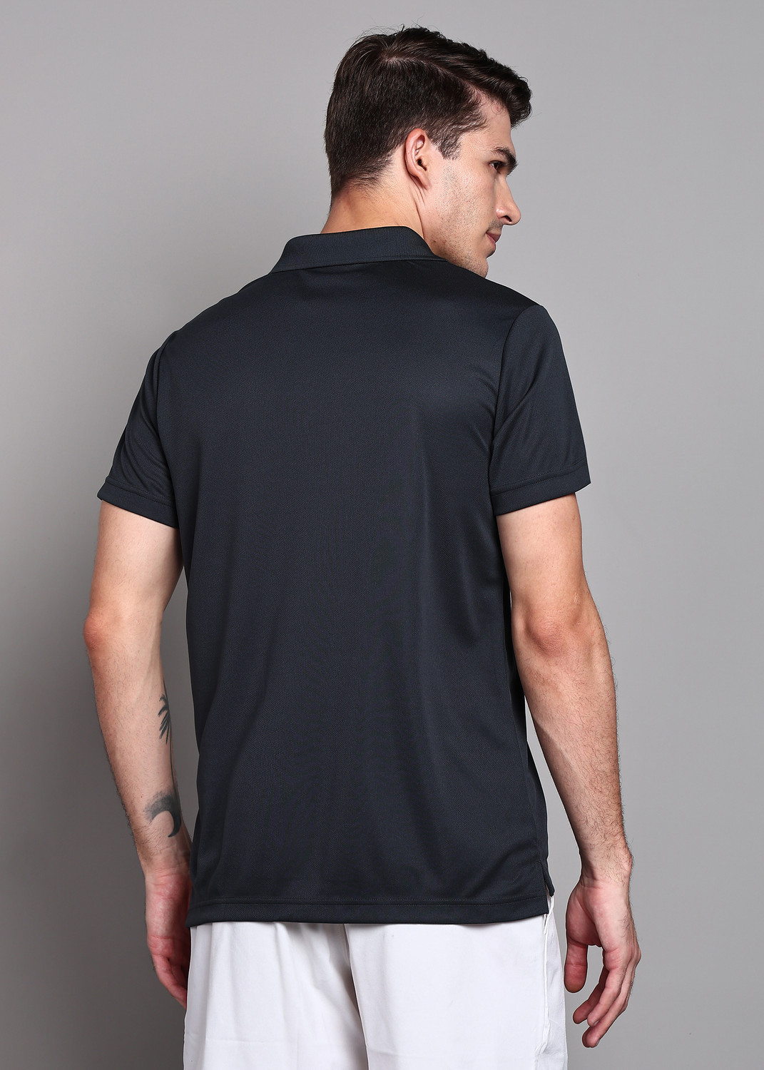 Image of ADIDAS Solid Men Polo Neck Grey T-Shirt