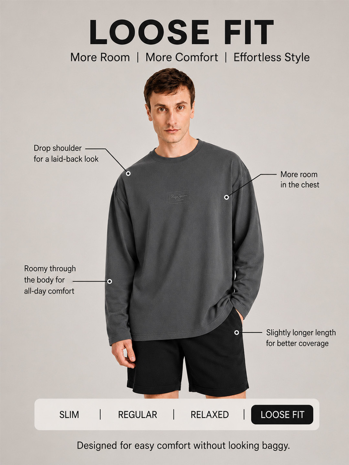 Image of Pepe Jeans Solid Men Round Neck Grey T-Shirt