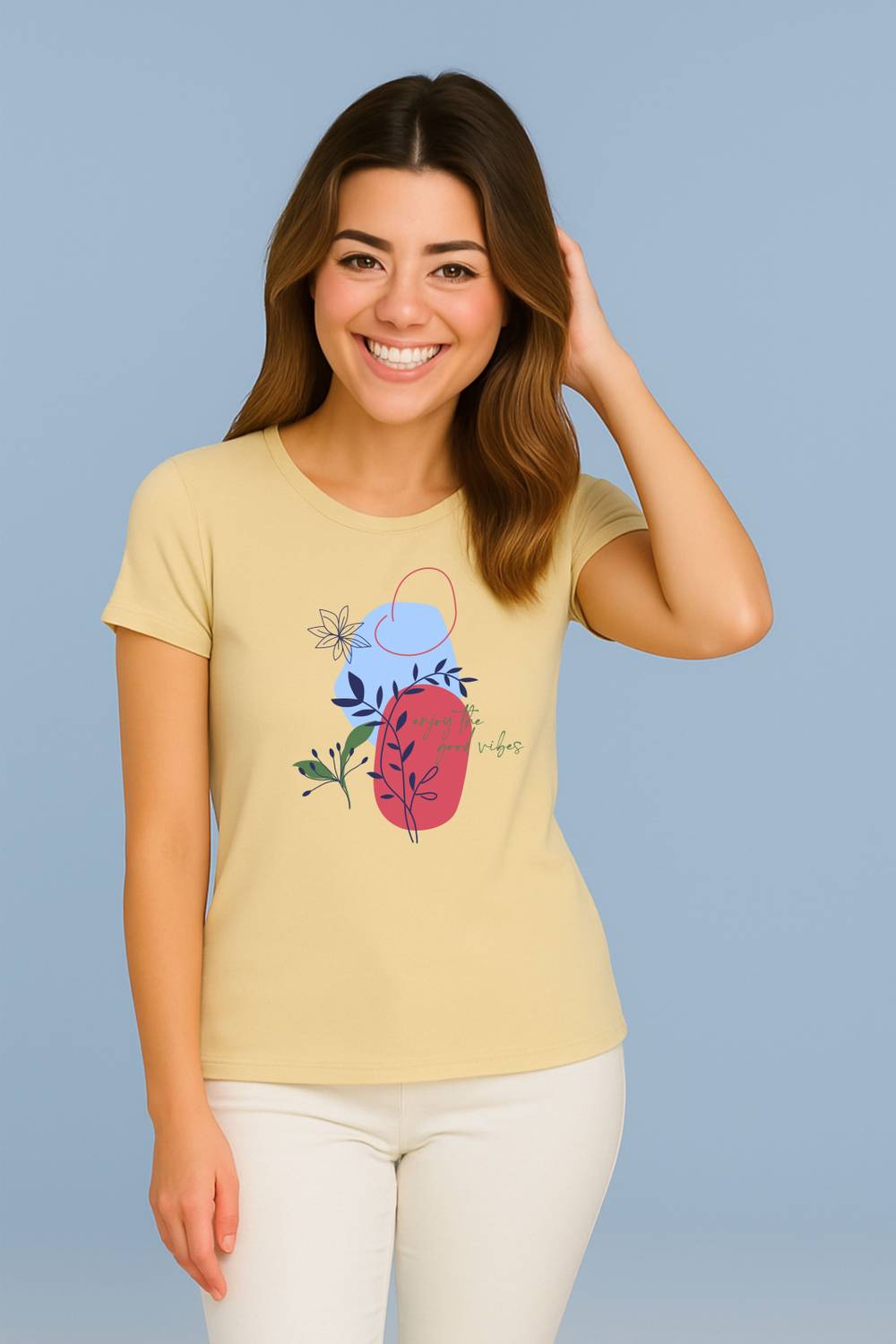 BILBURY Printed Women Round Neck Yellow T-Shirt