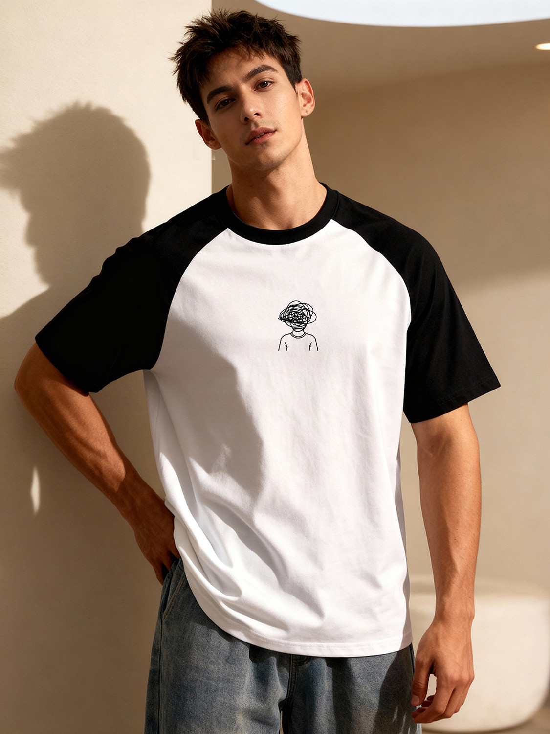 Image of TOM MILTON Men Graphic Print Round Neck Pure Cotton White T-Shirt