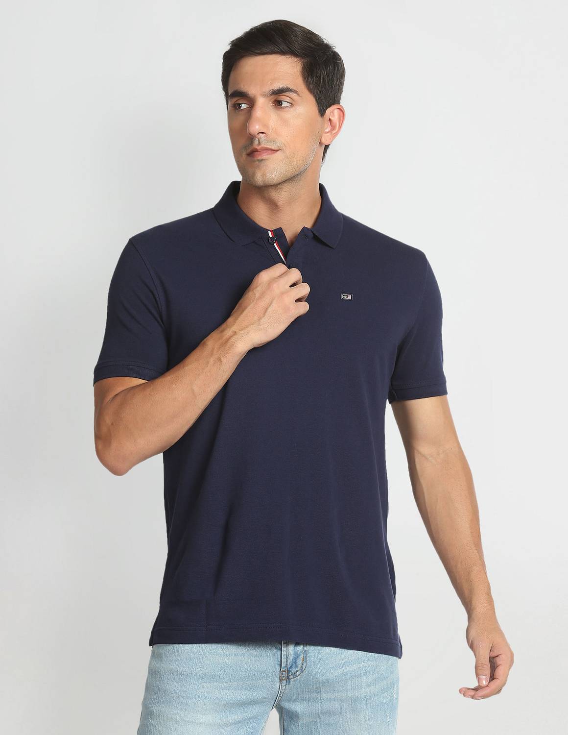 Arrow Sport Solid Men Polo Neck Beige T-Shirt