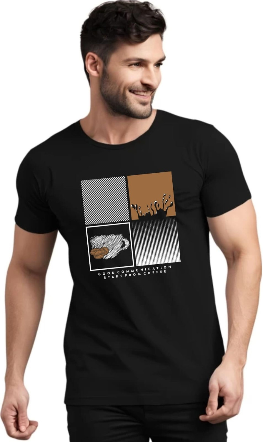 Image of Magneto Printed Men Round Neck Black T-Shirt