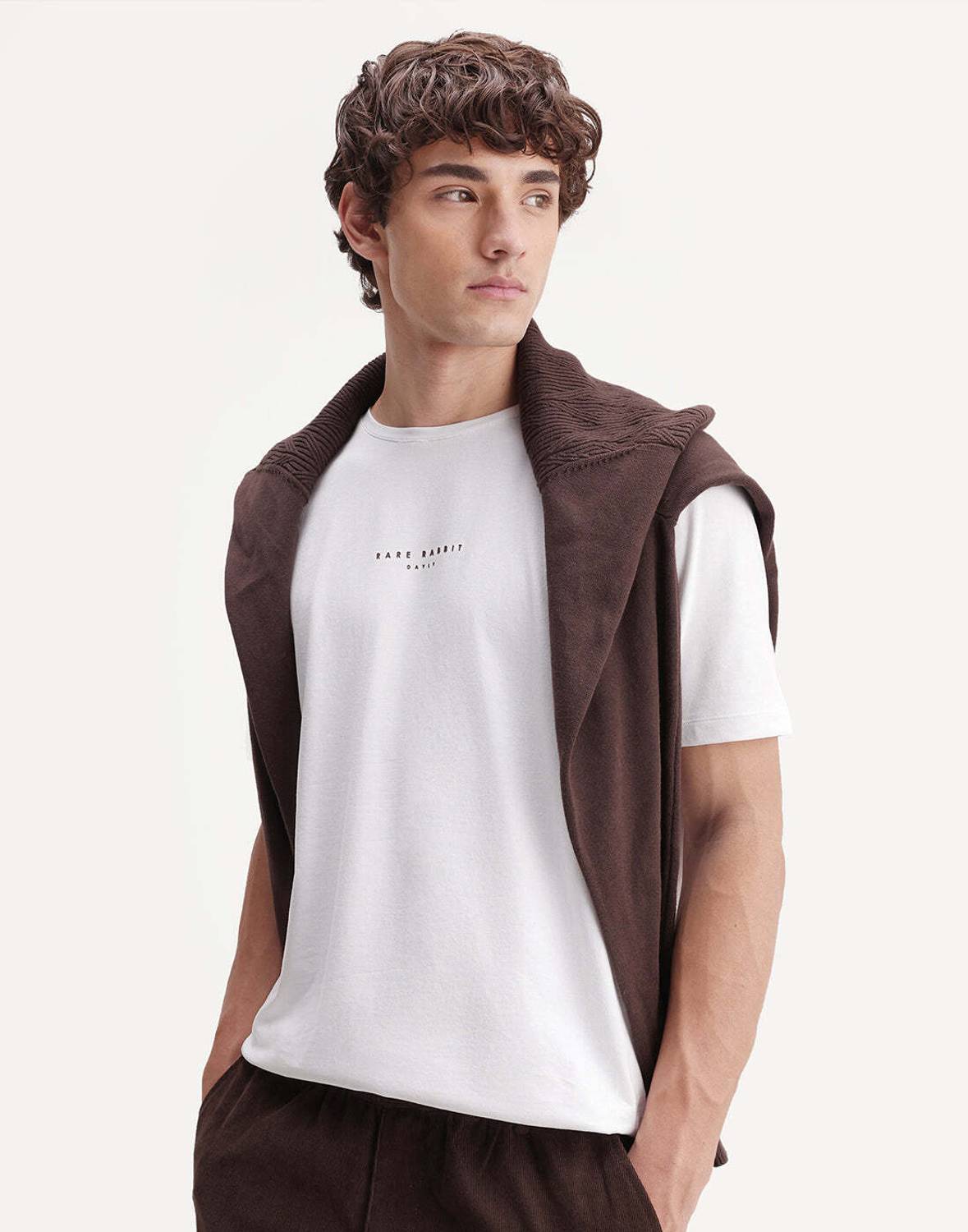 RARE RABBIT Solid Men Crew Neck White T-Shirt