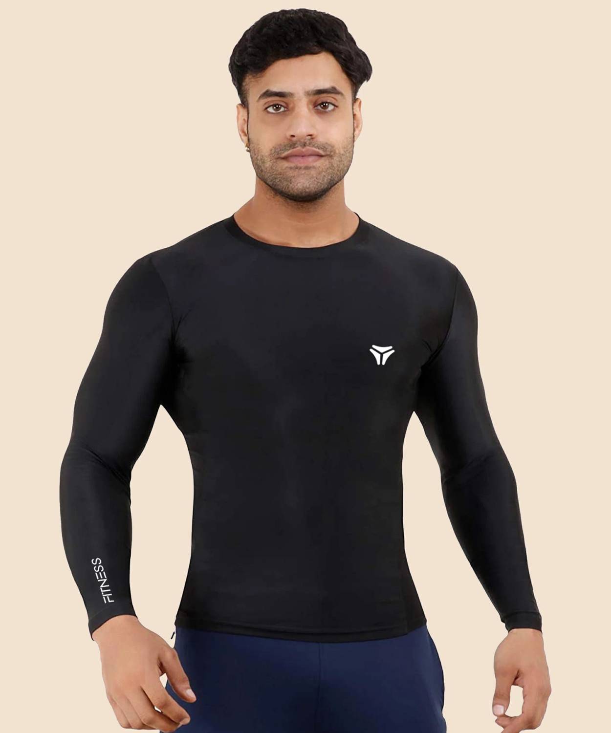 Kyk Men Solid Round Neck Polyester Black T-Shirt
