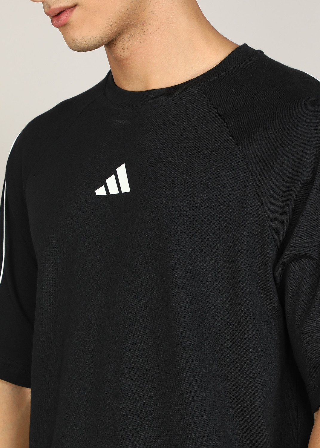 Image of ADIDAS Printed Men Crew Neck Black T-Shirt