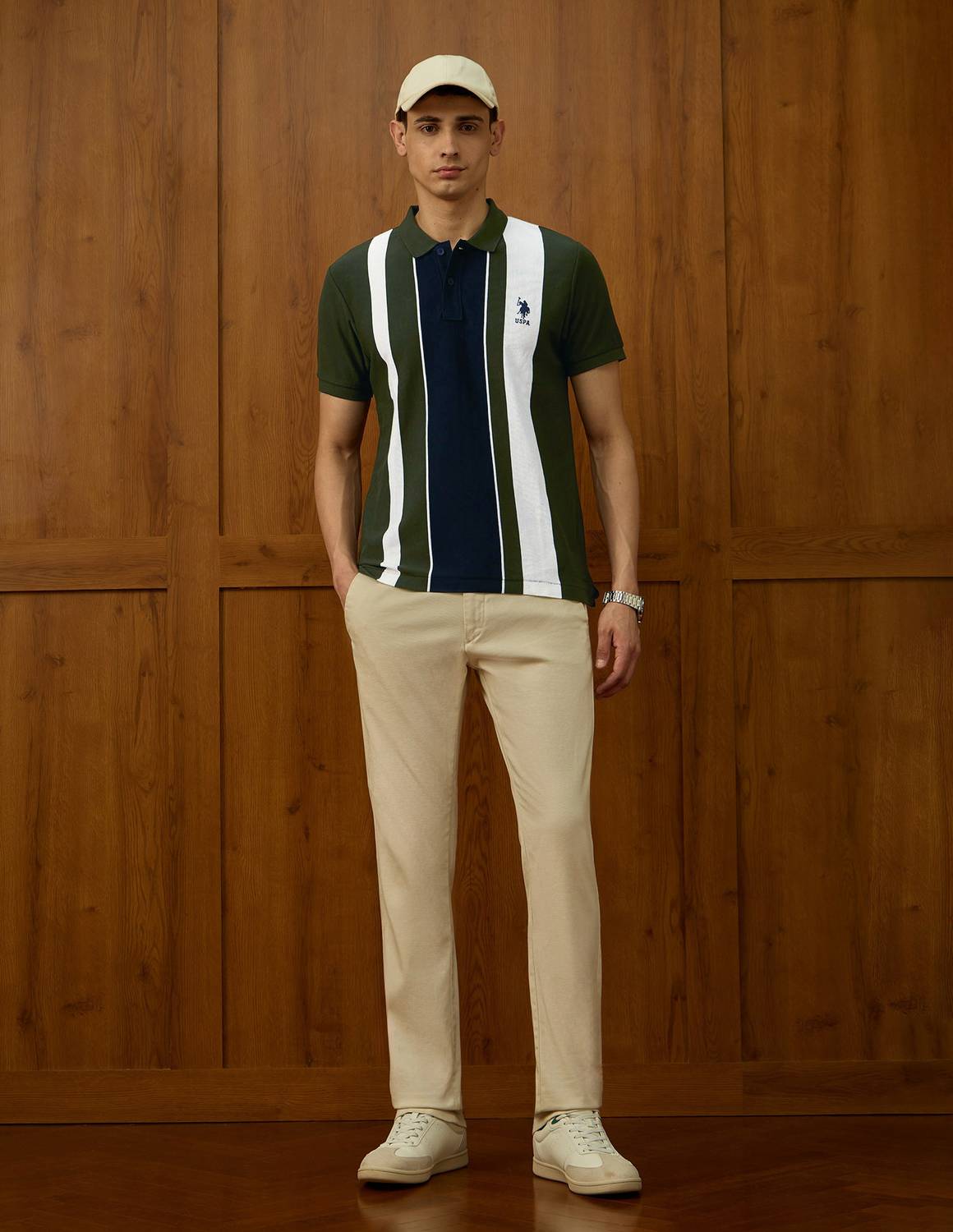 U.S. POLO ASSN. Colorblock Green Polo Neck T-Shirt - Image 3