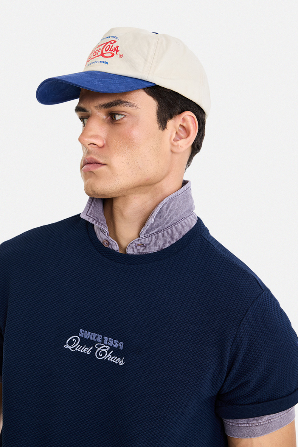 Image of Snitch Typography Men Polo Neck Navy Blue T-Shirt