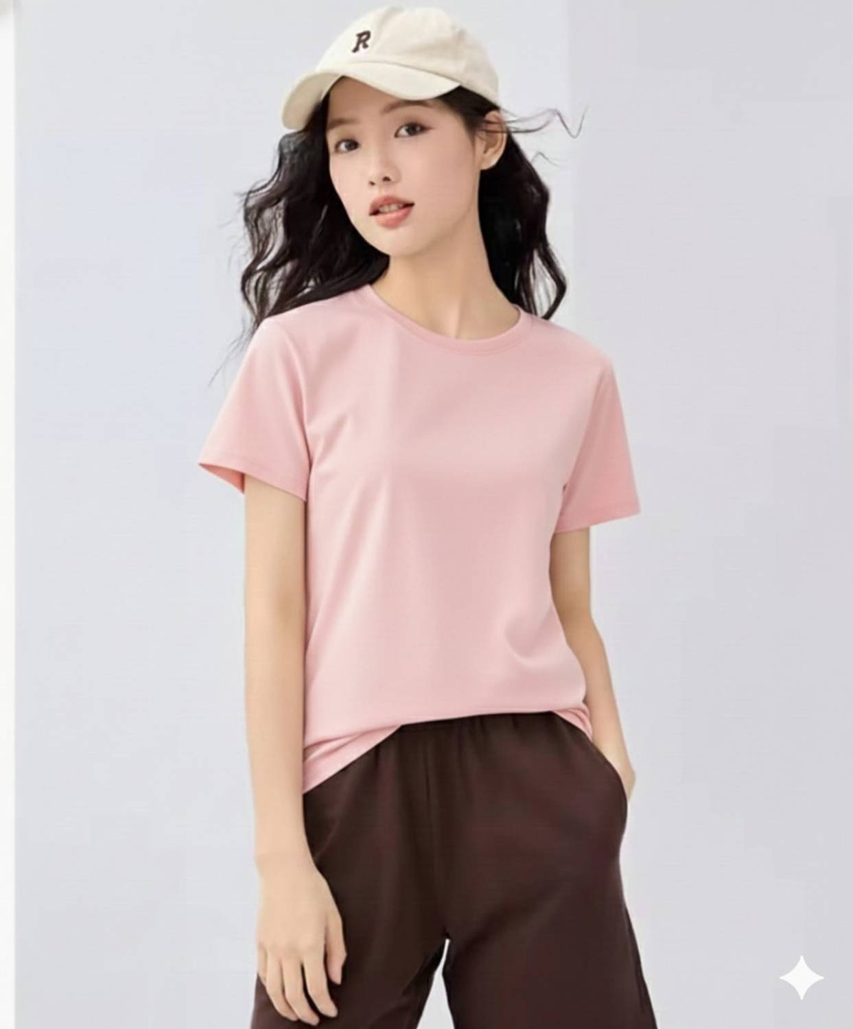 Ashkart Solid Women Round Neck Beige T-Shirt