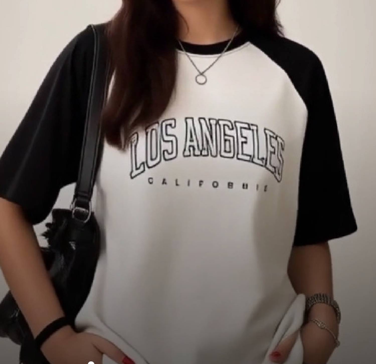 LOOKS Colorblock Women Round Neck Black, White T-Shirt - Image 3