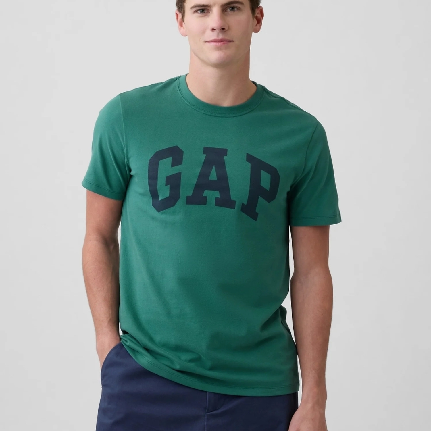 Image of GAP Typography Men Crew Neck Green T-Shirt