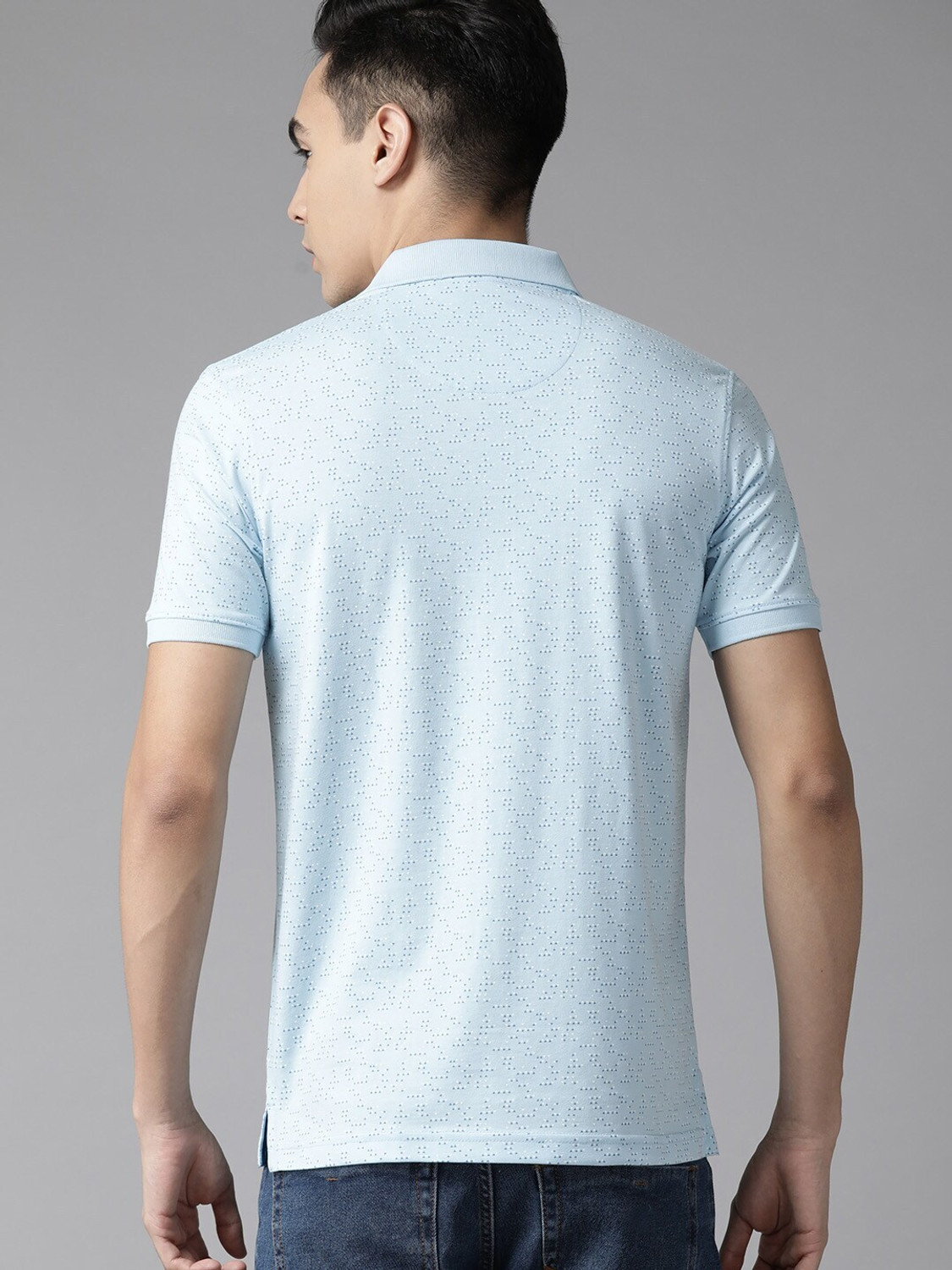 Image of PARK AVENUE Printed Men Polo Neck Blue T-Shirt