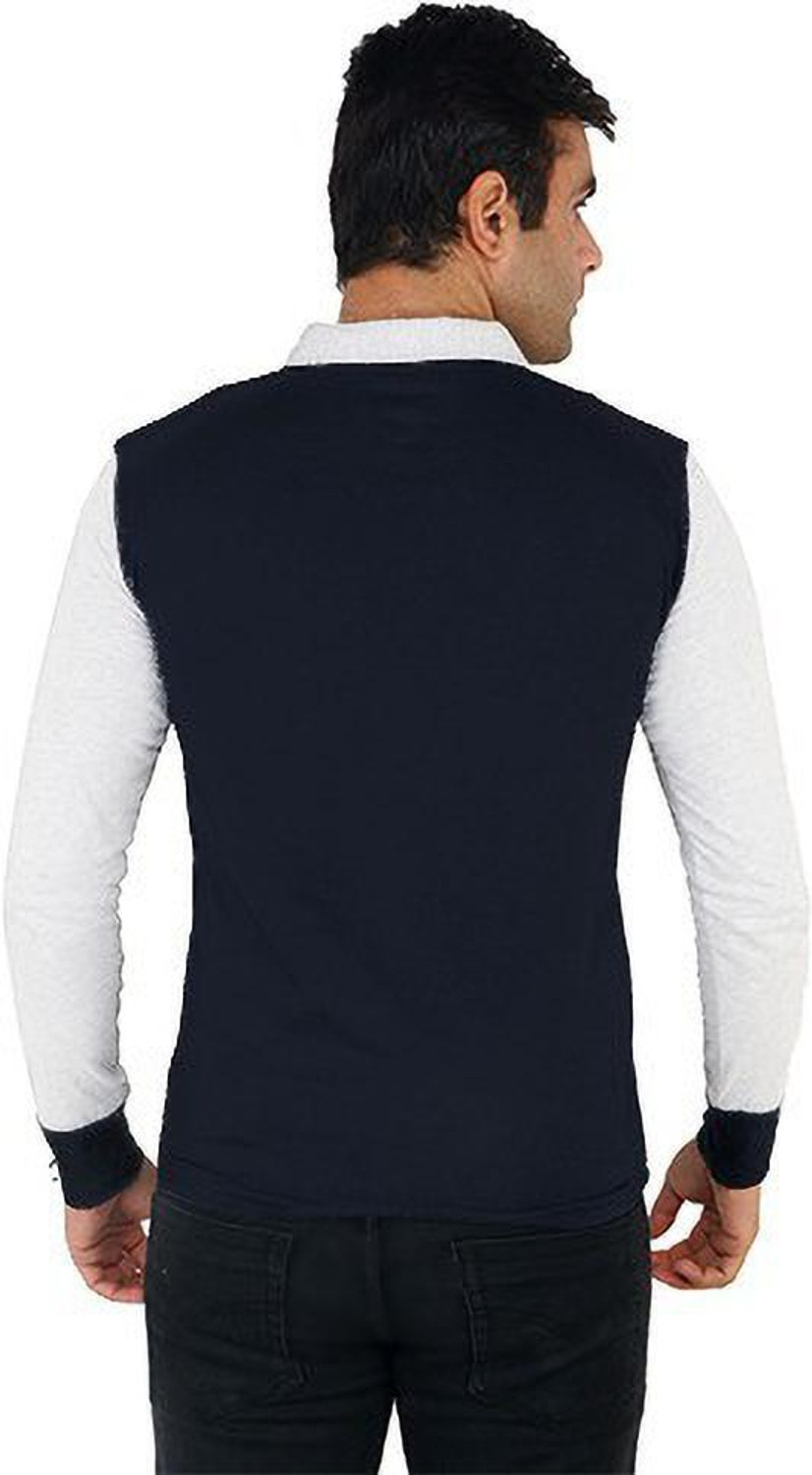 Image of Xmer Solid Men Polo Neck White, Black T-Shirt