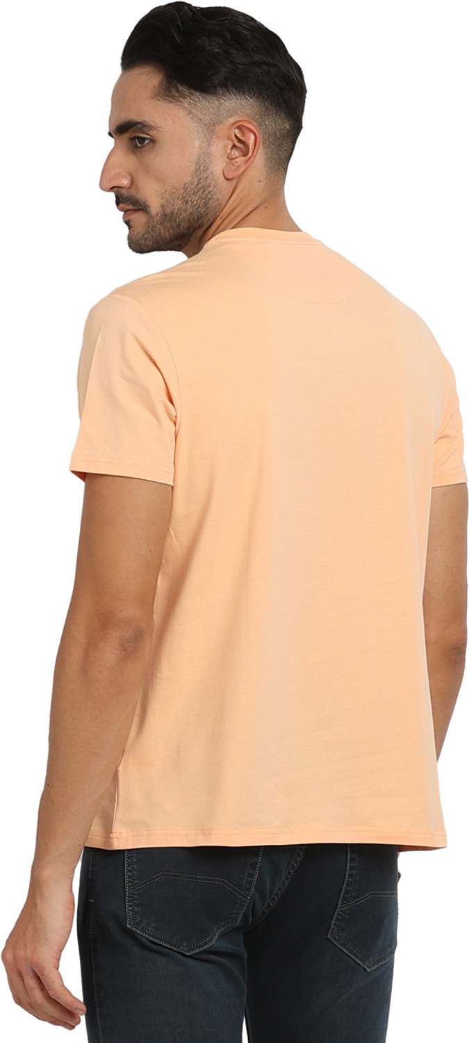 Image of TURTLE Printed Men Crew Neck Beige T-Shirt