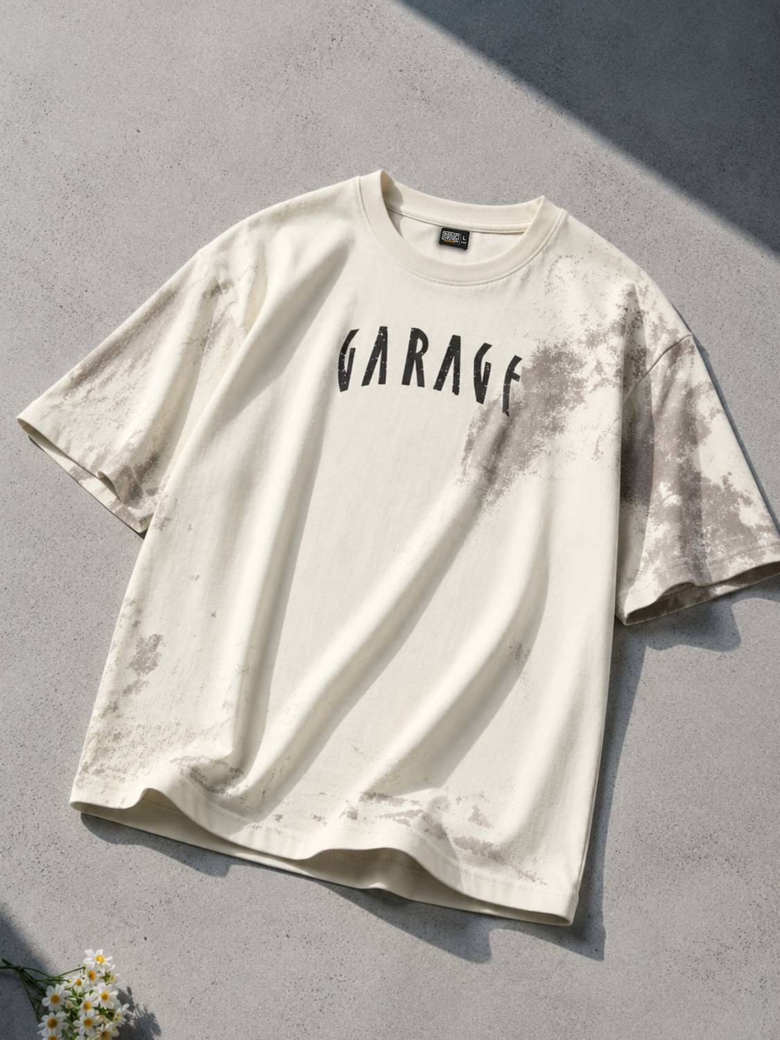 MANIAC Printed Men Round Neck White T-Shirt