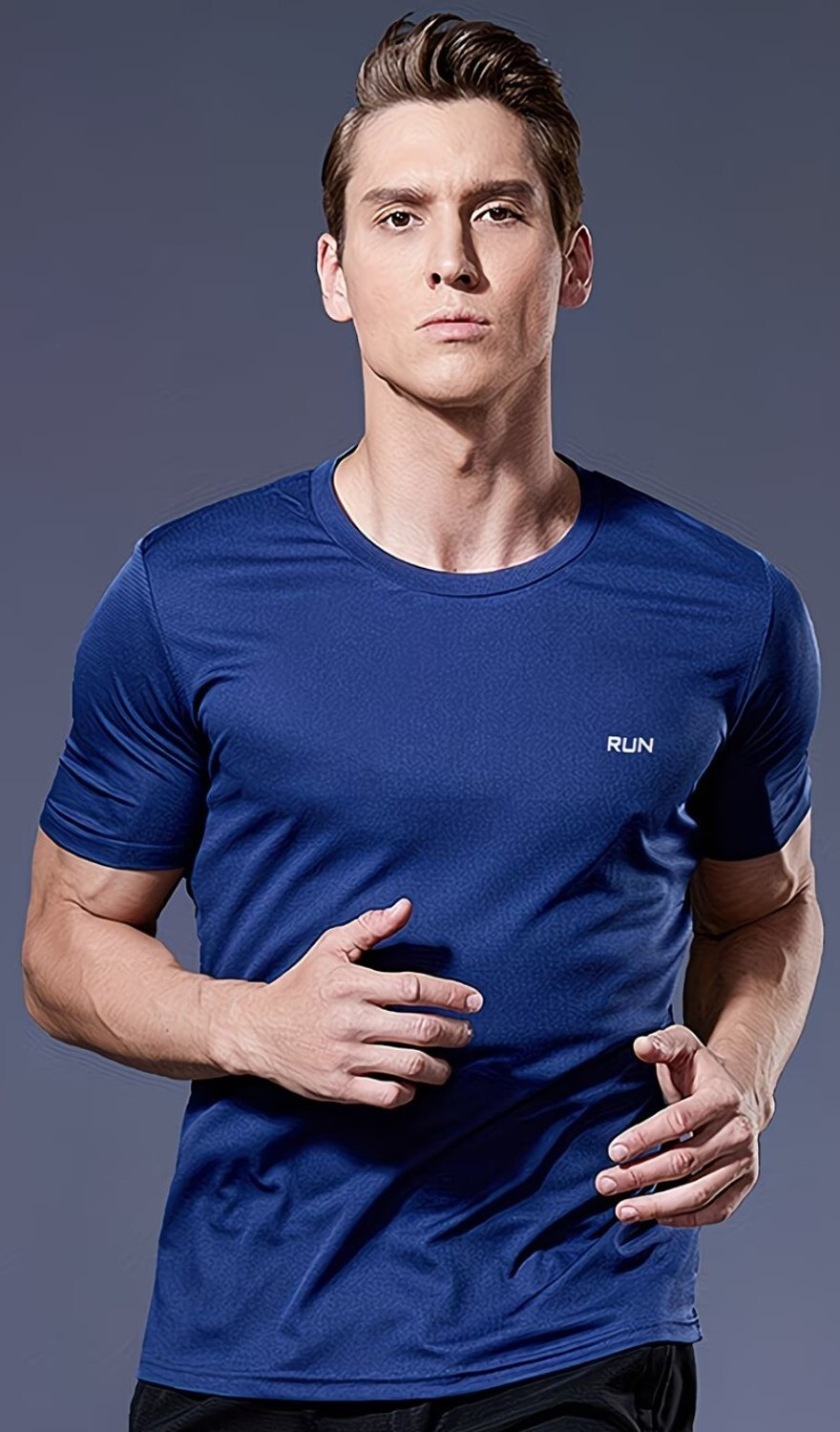 Image of sti Printed Men Round Neck Blue T-Shirt