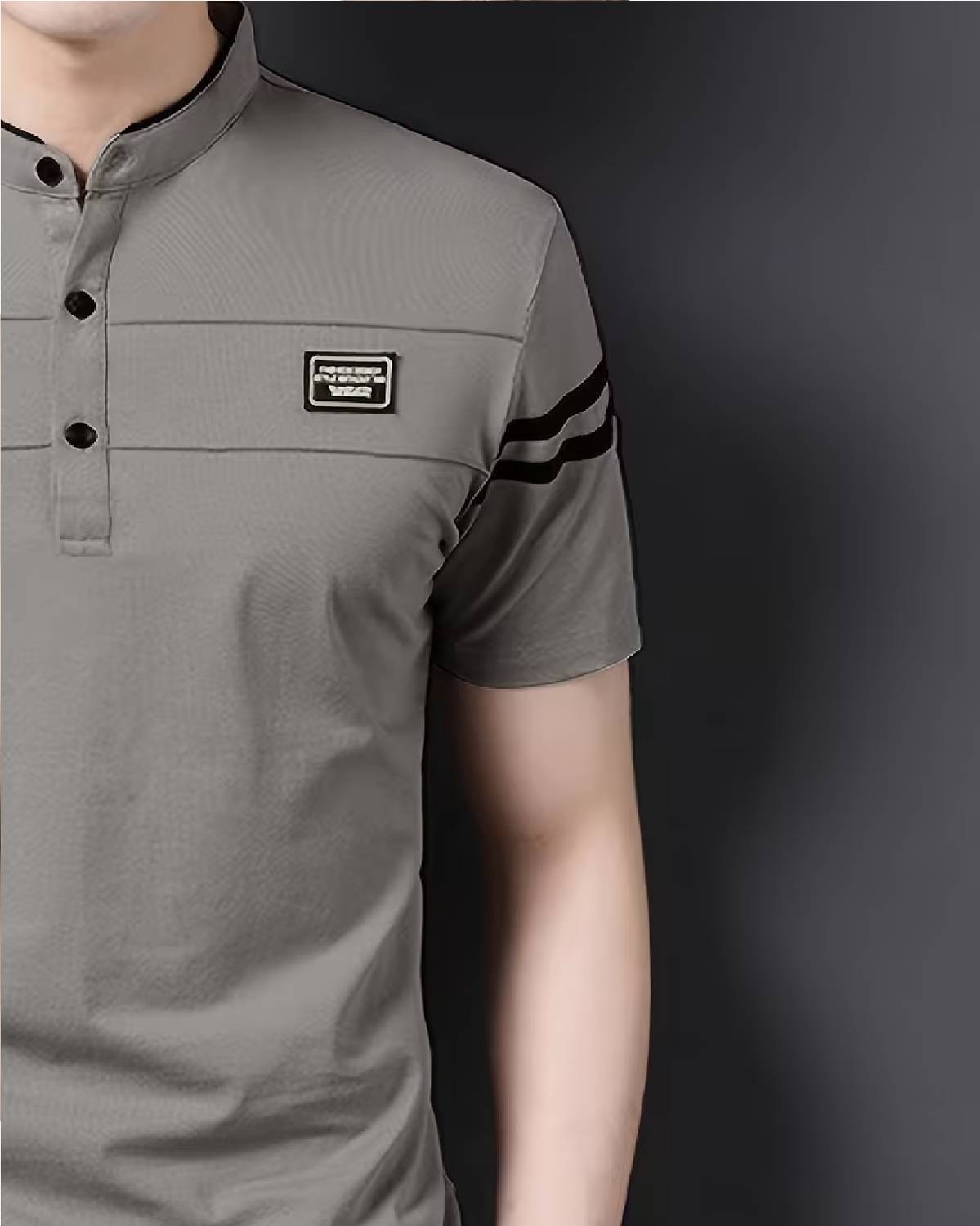 NAUGHTY Men's Grey Henley Neck T-Shirt - Image 5