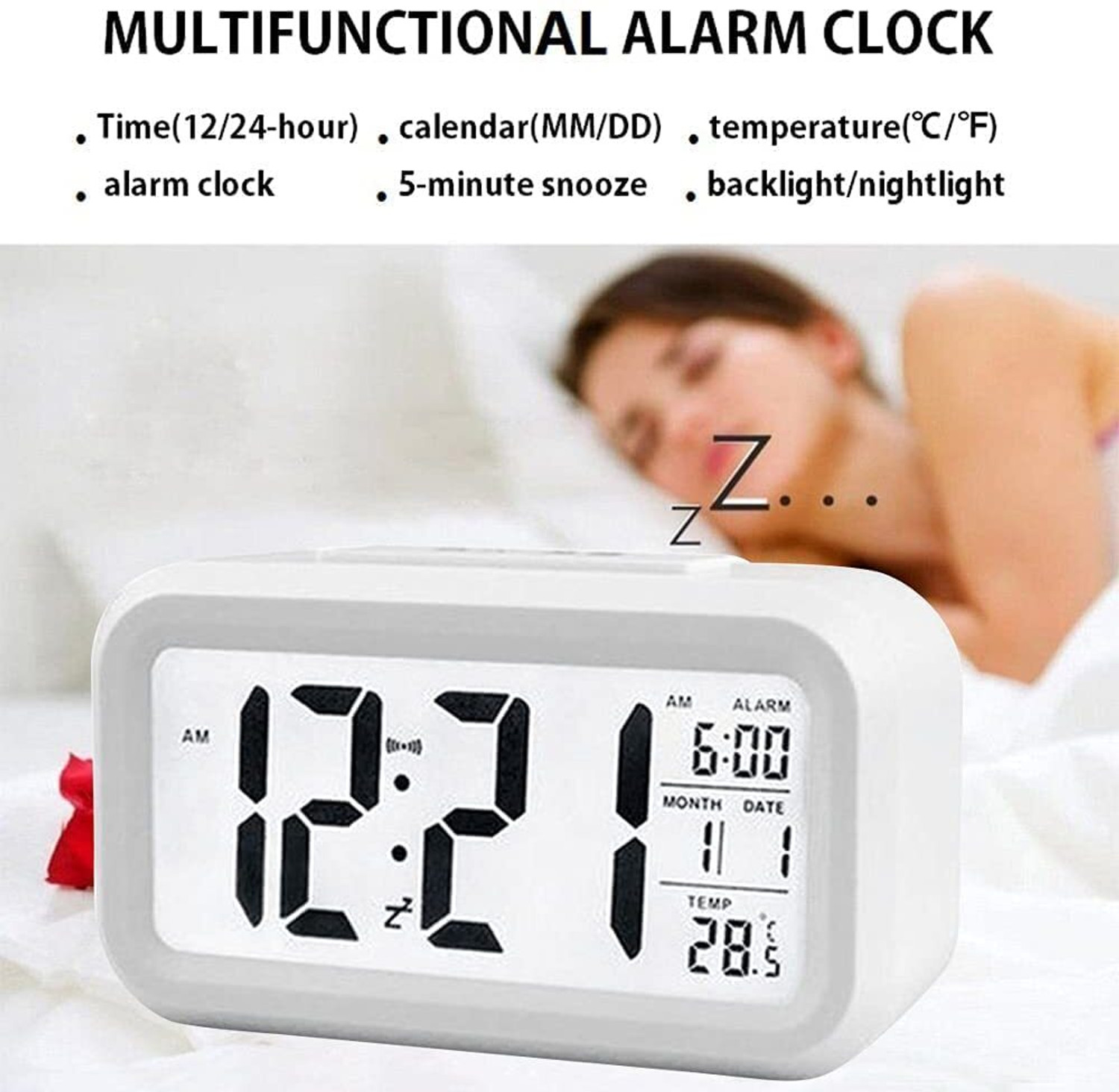Image of JYORESHA Digital White Clock
