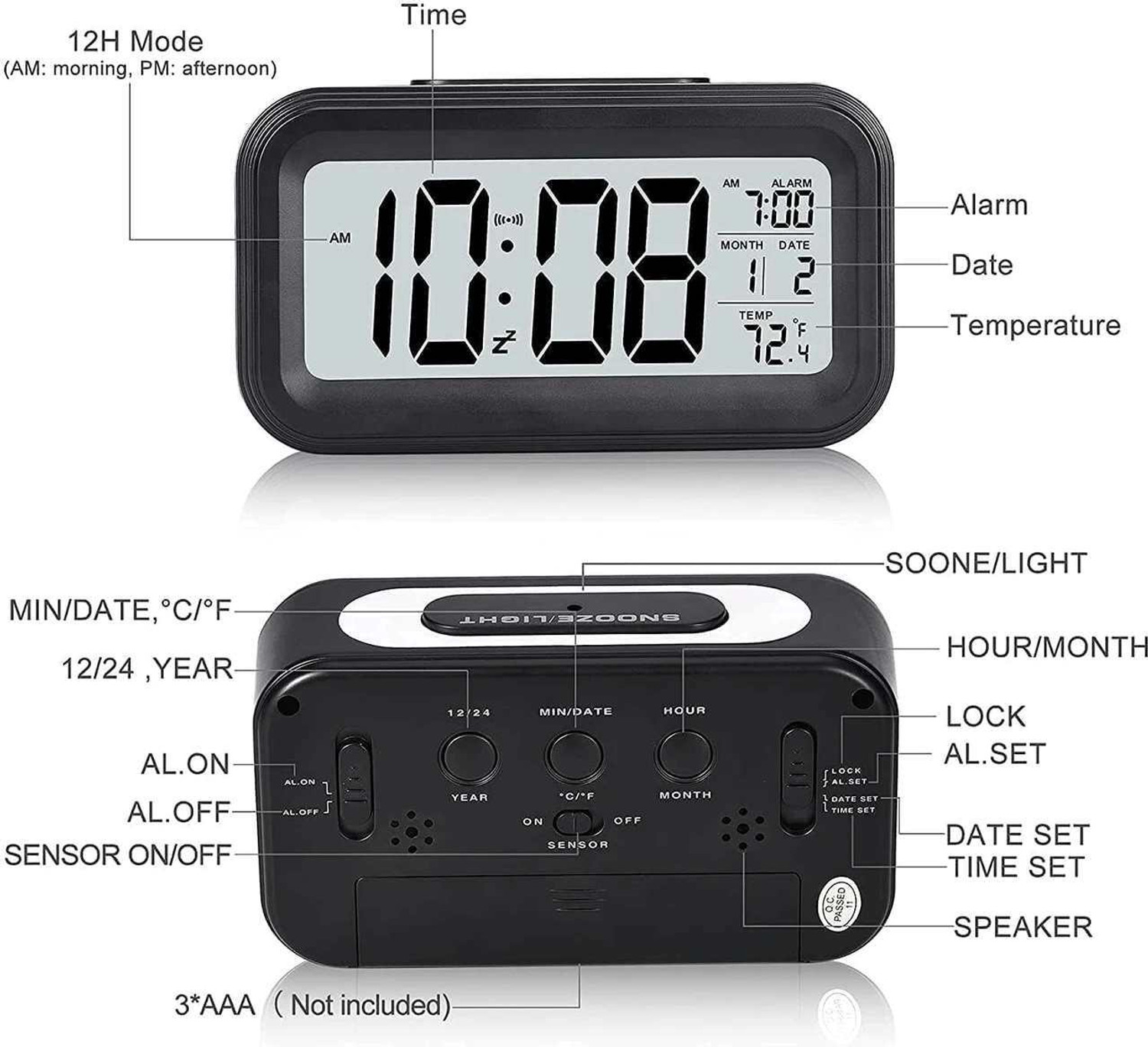 Image of PW PENCILWALA Digital Black Clock