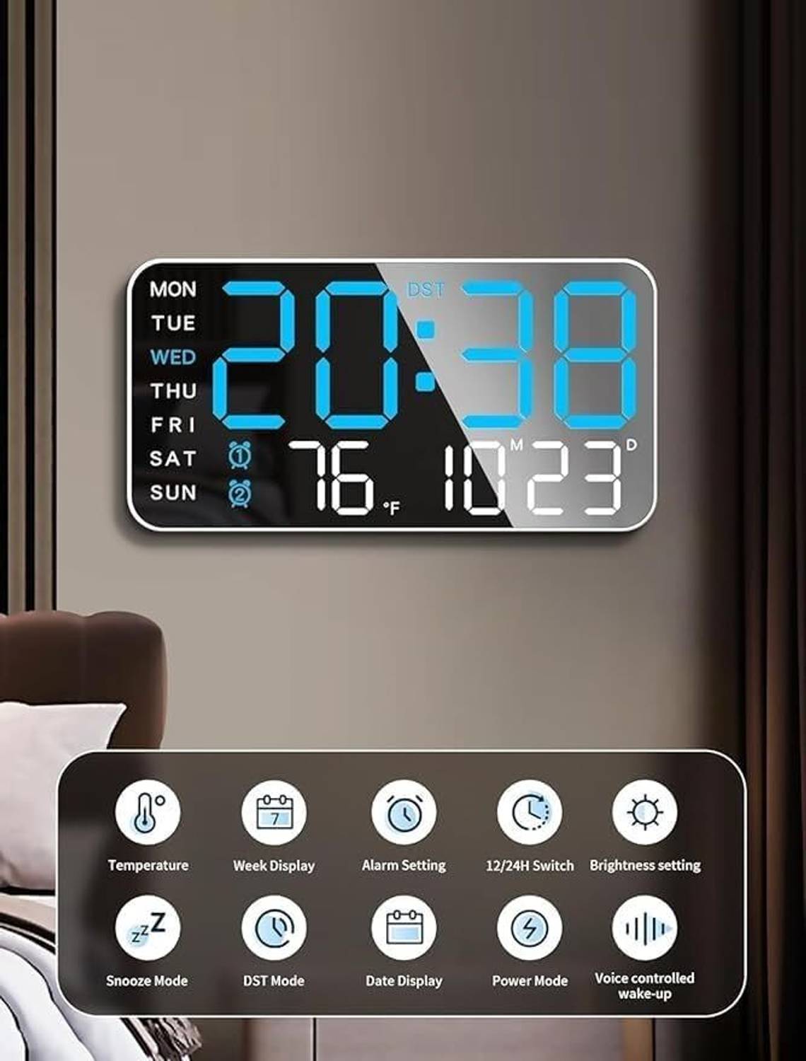 korvilenterprise 11 cm X 21.5 cm Digital Wall Clock - Image 2