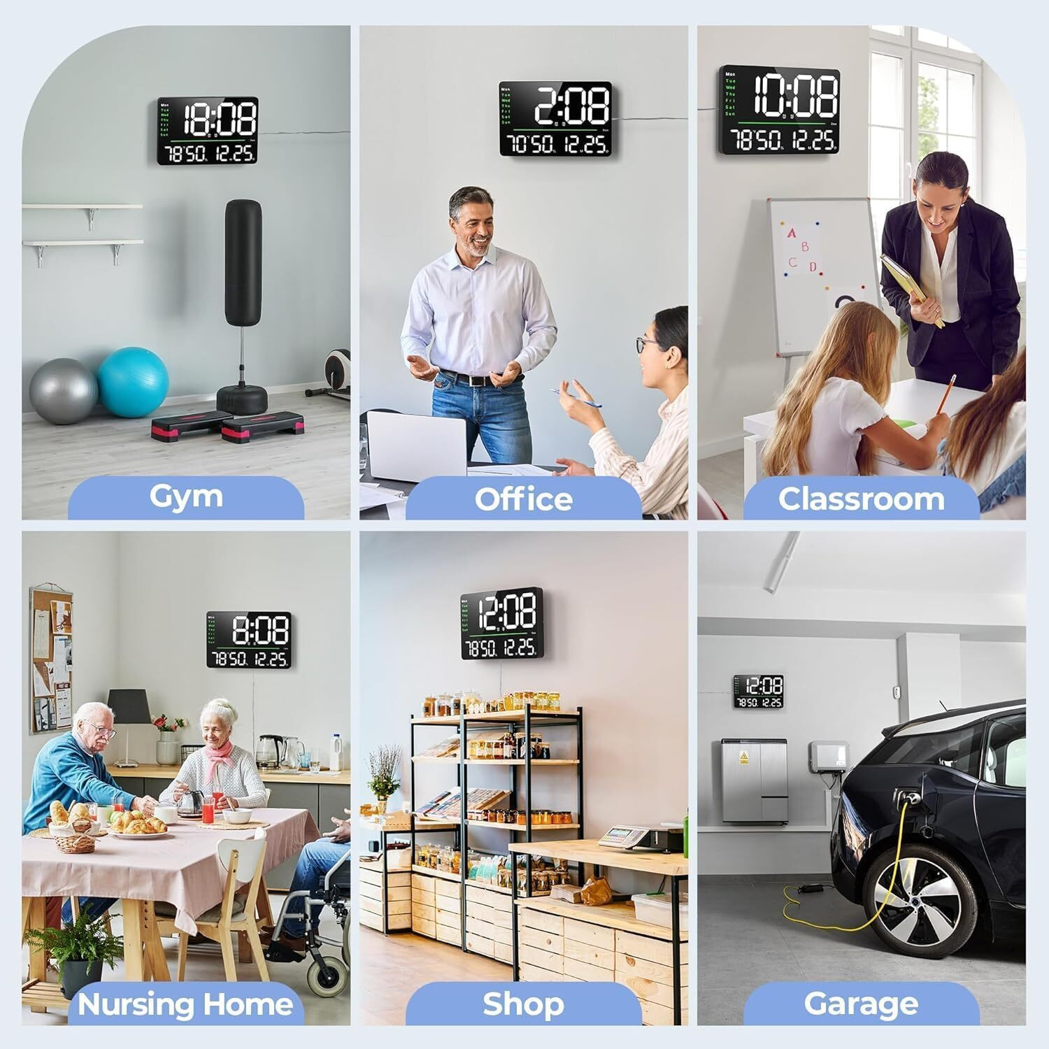 Image of AERYS Digital Wall Clock|Dual Alarm-Remote Control|Auto Dimmer|Temp&Humidity|Alarm for Home Clock