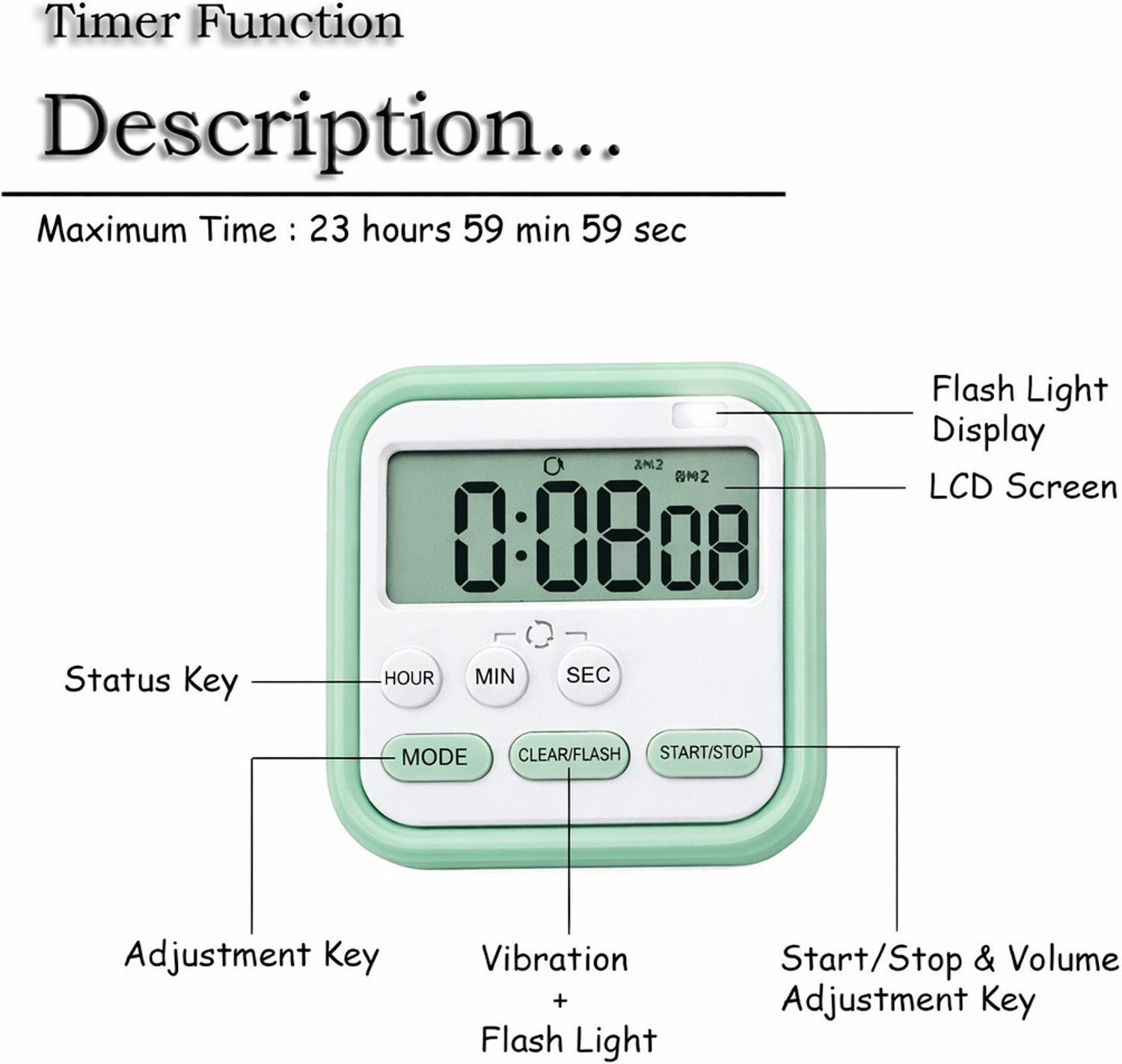 Image of EERAV Digital Green Clock