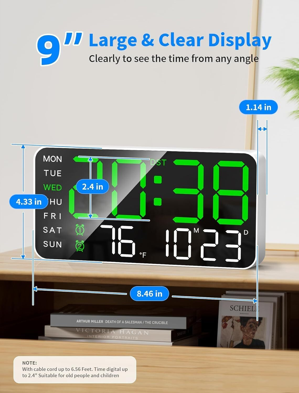 Image of SZELAM Digital Green Lights Black Body Clock