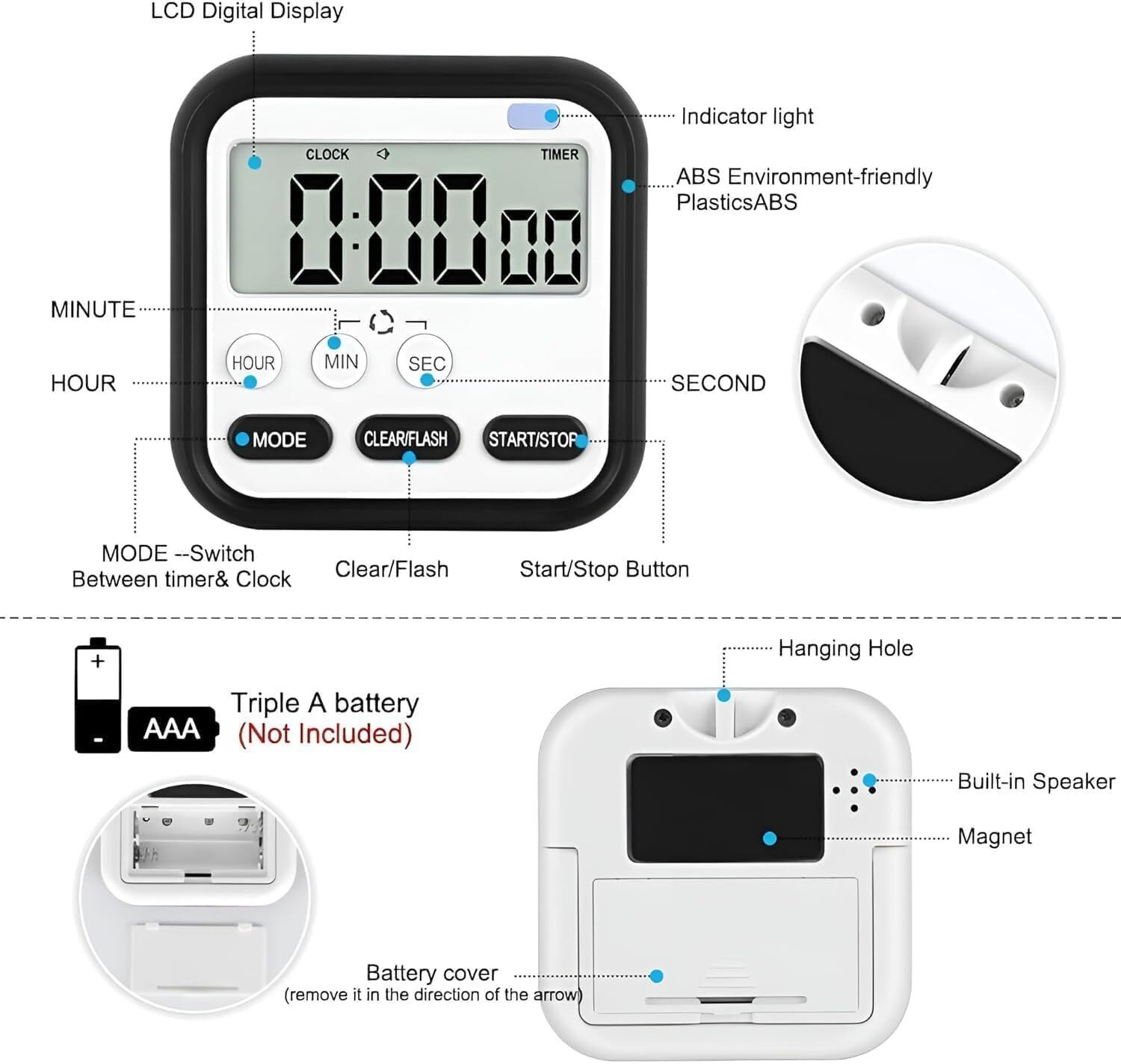 Image of circisun Digital Black Clock