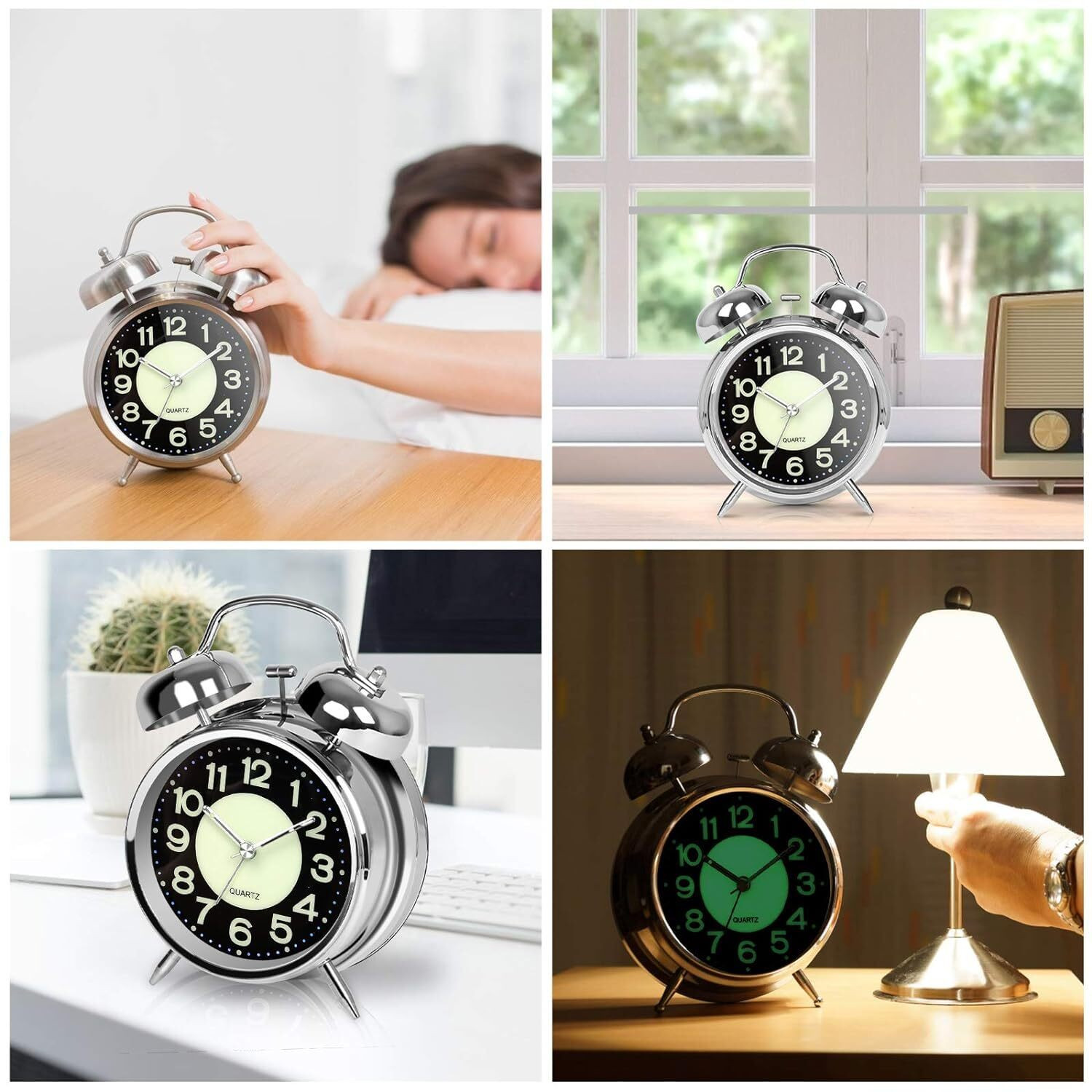 Image of ADOXER Analog Silver Clock