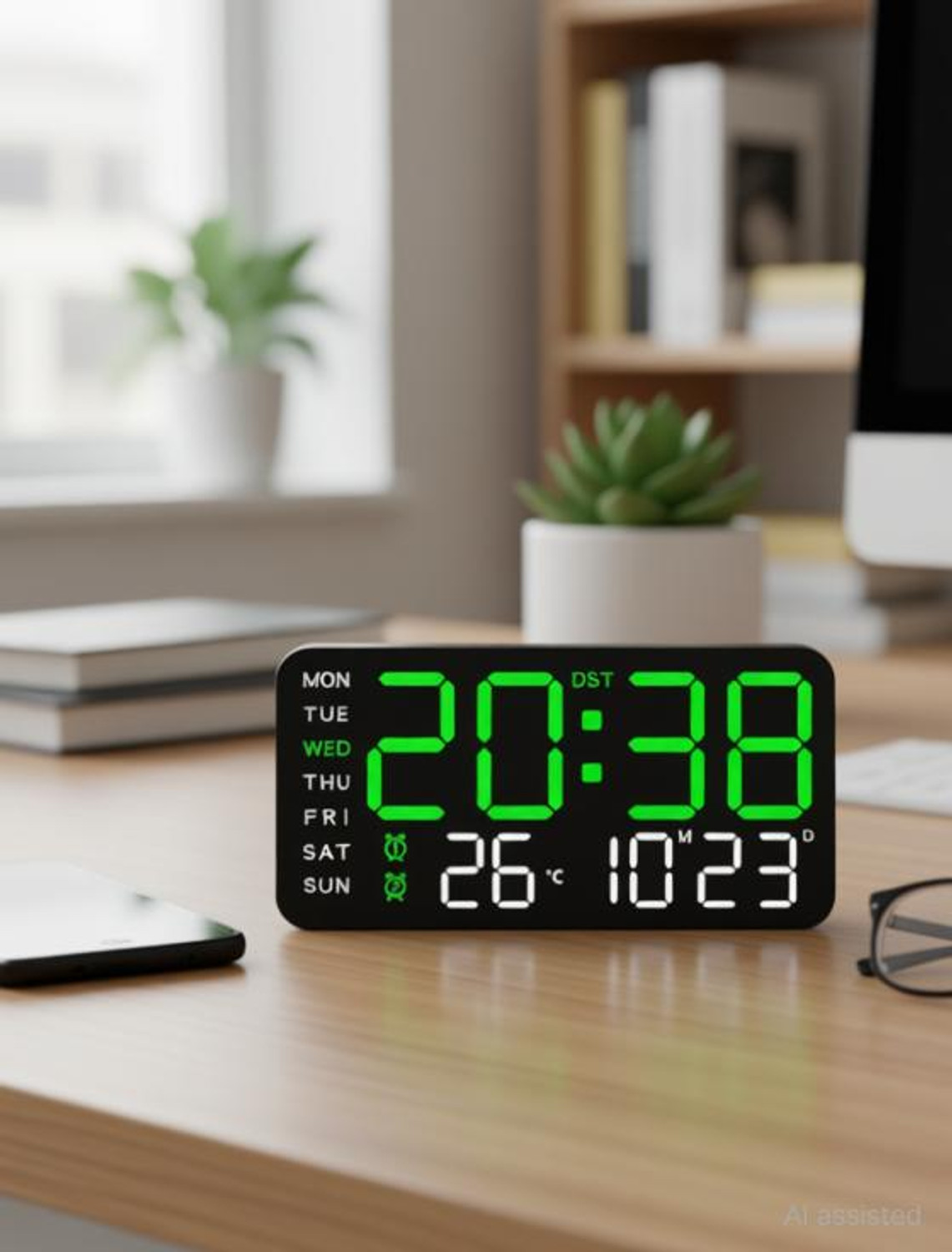 Image of SZELAM Digital Green Lights Black Body Clock